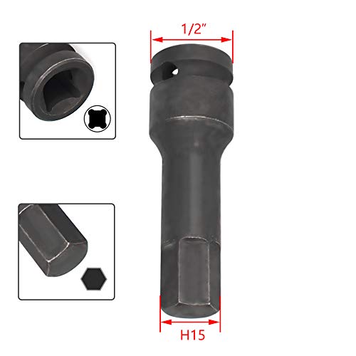Auniwaig 1/2-Inch Drive Hex Impact Bit Socket - Chrome Molybdenum Steel Impact Socket for Power Tools - Perfect for Automotive Repairs, Construction & DIY Projects