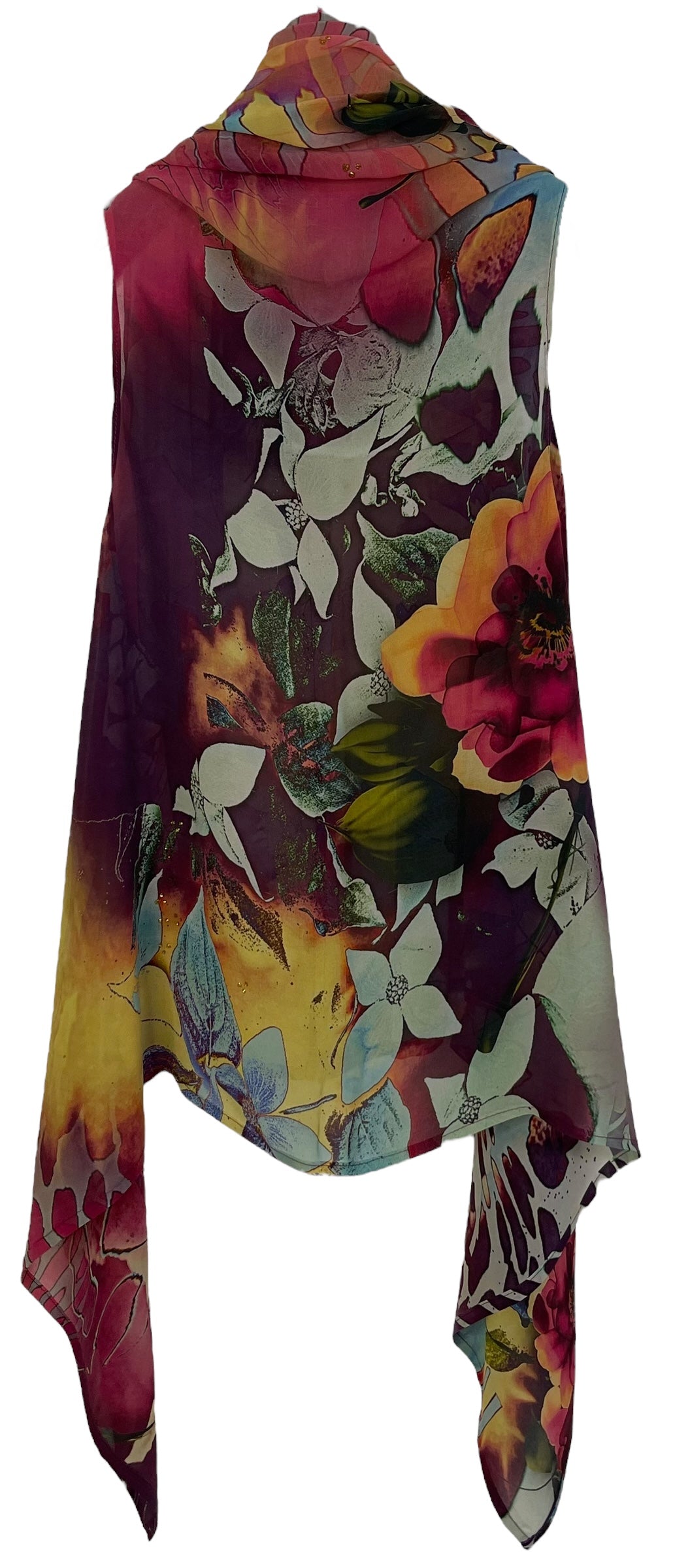 PRG7143 Sheer Avatar Pure Silk Vest for Women - Lightweight & Versatile Summer Layering Piece - Perfect for Beach Cover-ups, Evening Wear and Boho Fashion Outfits