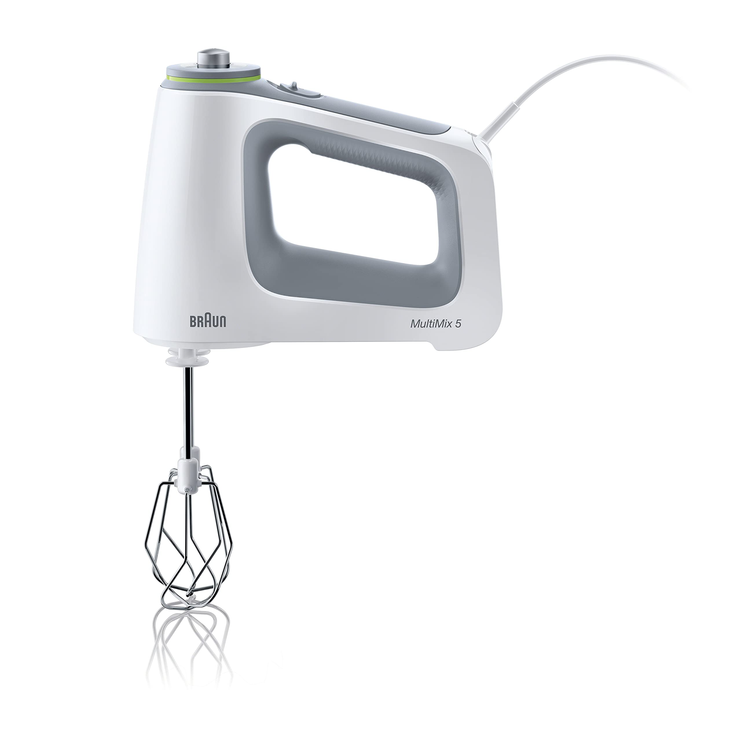 Braun HM5100WH 5-Speed Hand Mixer with Stainless Steel Blades - Powerful 250W Electric Handheld Mixer for Baking, Whipping, Beating - Perfect for Cakes, Cookies, Dough & More (White)