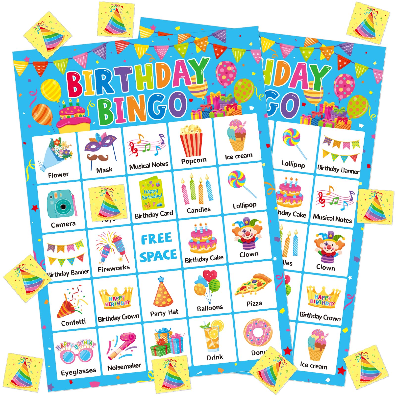 Birthday Bingo Game Set - Fun Party Activity for 24 Players | Classroom & Family Birthday Party Supplies | Perfect for Kids & Adult Celebrations, Group Games & Festive Gatherings
