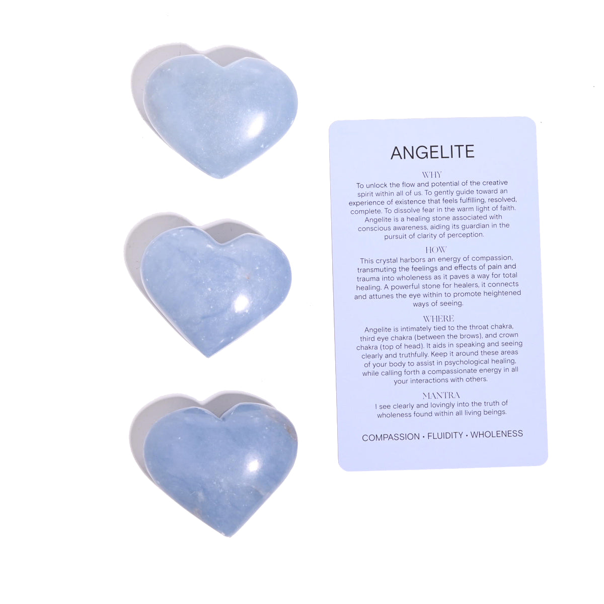 Angelite Heart Pendant Necklace - Natural Blue Angelite Stone Jewelry for Healing & Protection - Perfect for Meditation, Reiki & Spiritual Gifts