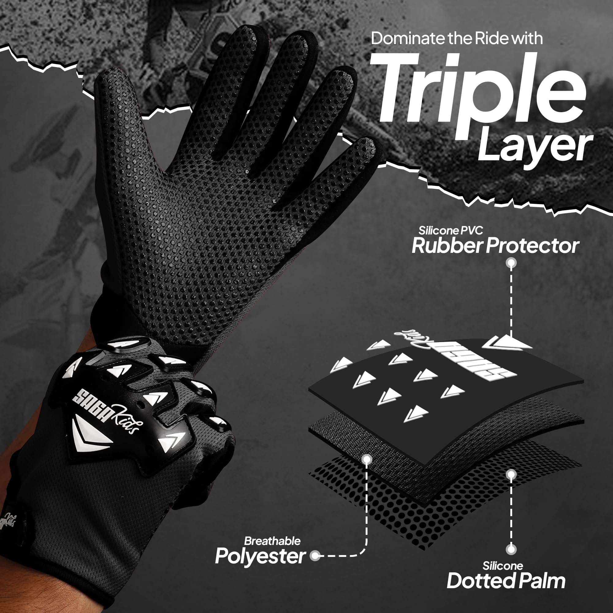 Premium Motocross Gloves - Dirt Bike & BMX Gloves with Ultimate Protection for Future Champions | Breathable & Durable Motorcycle Gloves for Off-Road Racing, Trail Riding & Extreme Sports