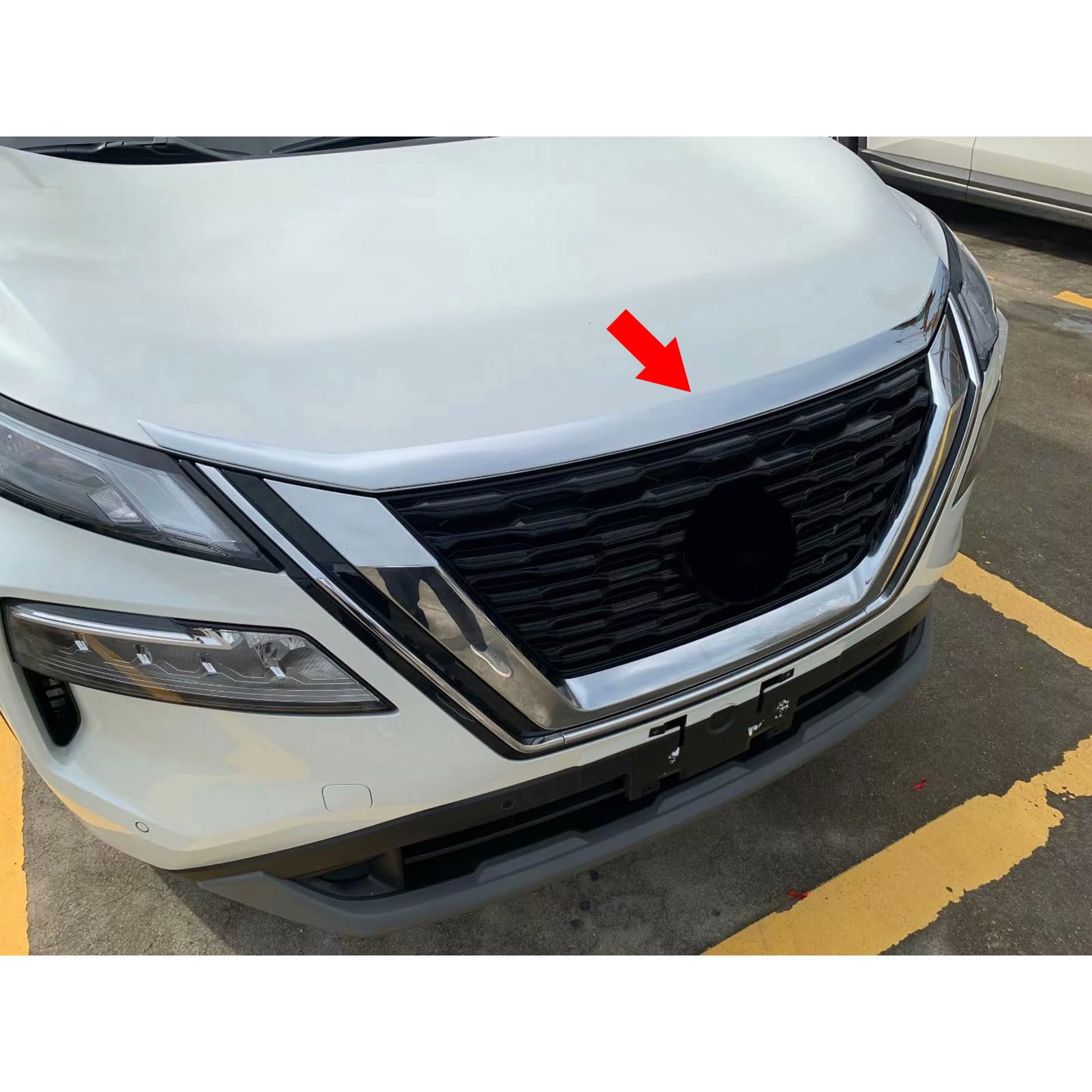 Beautost Front Hood Grill Cover for Nissan Rogue 2021-2025 - Durable Bonnet Molding Trim - Perfect for Off-Road Protection & Custom Styling
