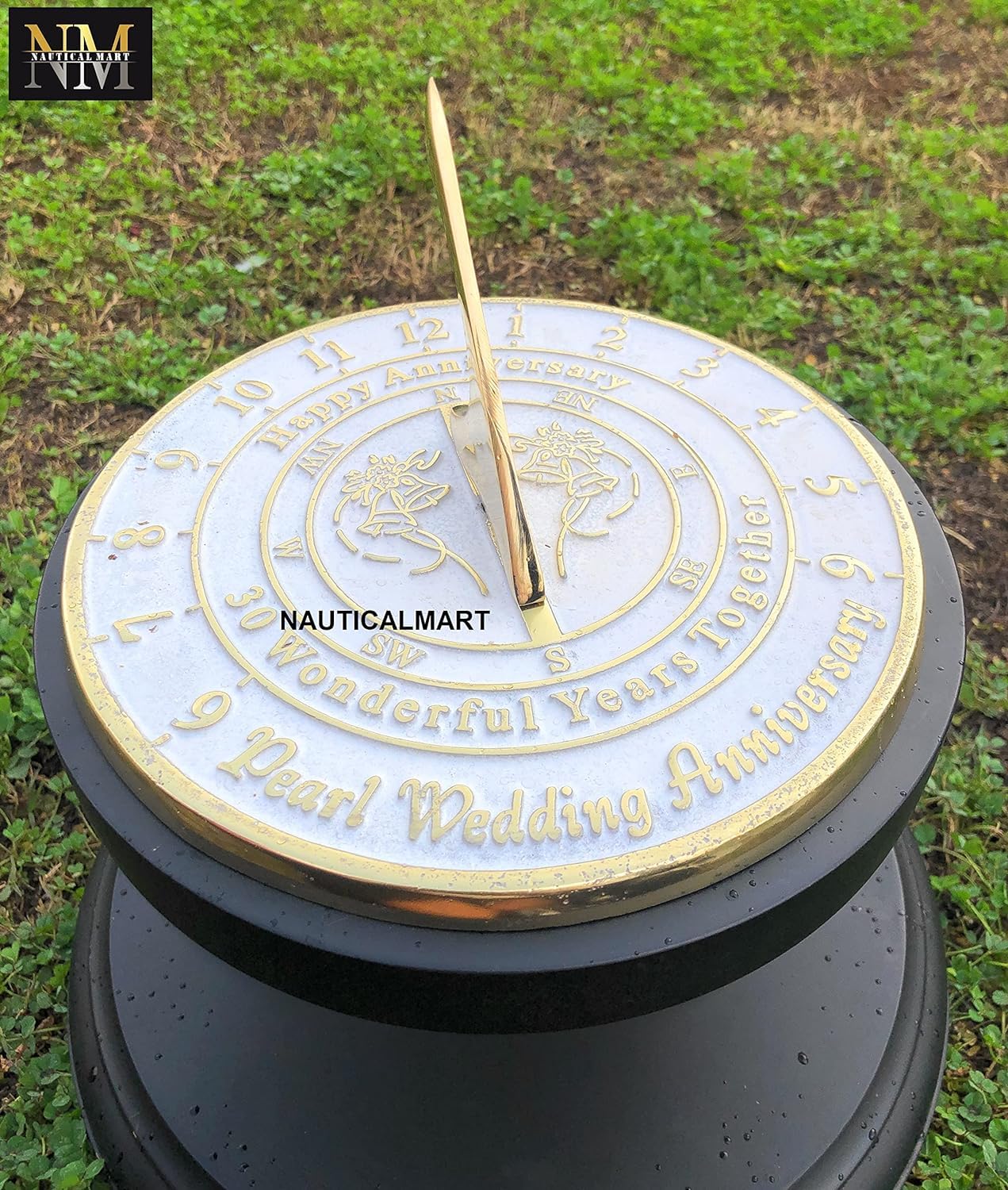 30th Pearl Wedding Anniversary Sundial Gift - Unique Present for Couples, Him or Her - Celebrate 30 Years of Marriage - Perfect for Beach Weddings, Romantic Getaways & Anniversary Parties