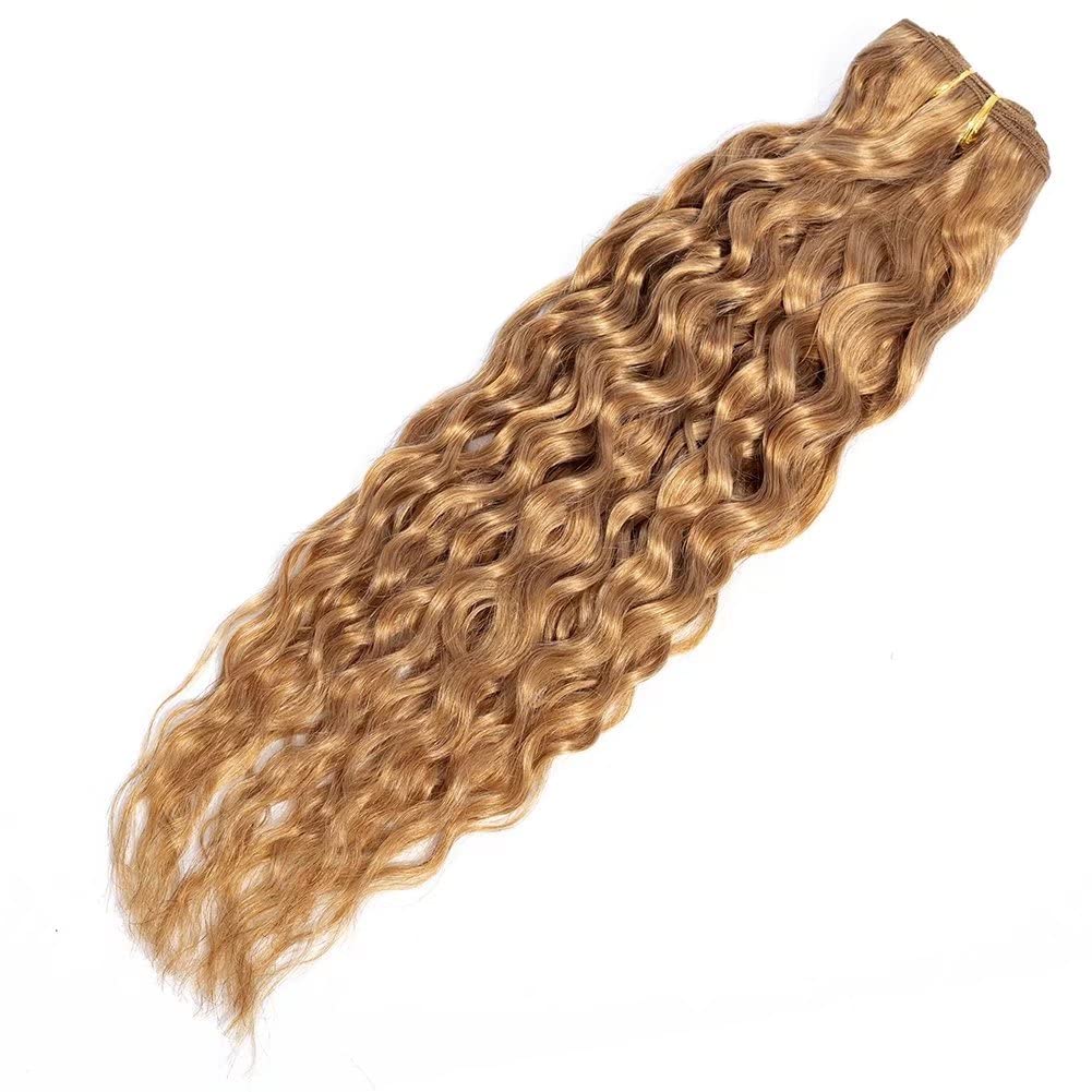 Brazilian Virgin Human Hair Extensions 3 Bundles 14 16 18 - Honey Blonde Water Wave Weave Bundles, Colored Wet & Wavy Curly Human Hair for Natural Look | Perfect for Daily Wear, Parties & Special Occasions