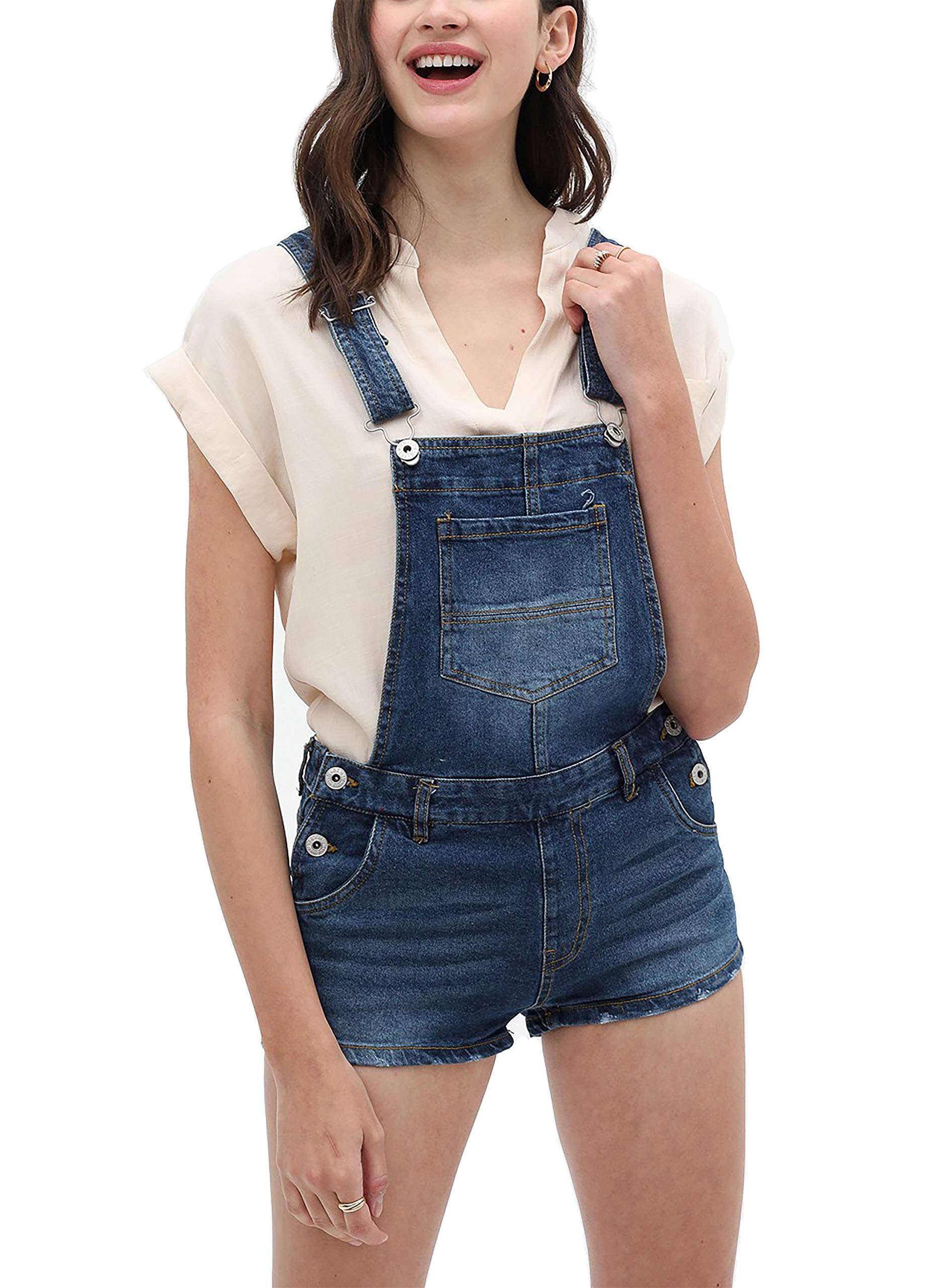 Women's Denim Romper Shorts - Cute Summer Shortalls with Pockets | Casual Outfit for Beach, Picnic & Outdoor Activities