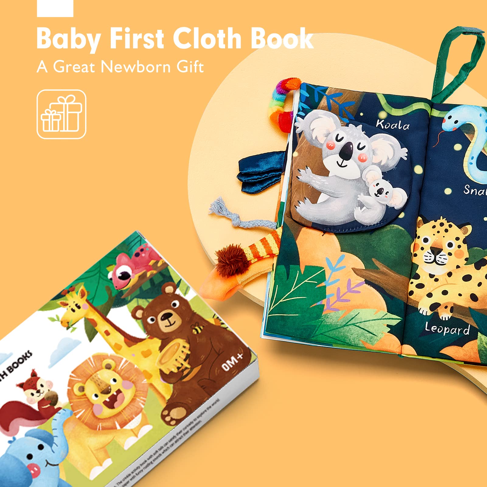 Hahaland High Contrast Baby Books 0-12 Months - Tummy Time Sensory Toys for Infants, Touch & Feel Soft Activity Book - Perfect Newborn Gift for Boys & Girls (0-3, 6-12 Months) - Great for Early Learning, Easter Basket Stuffers & Baby Shower Gifts
