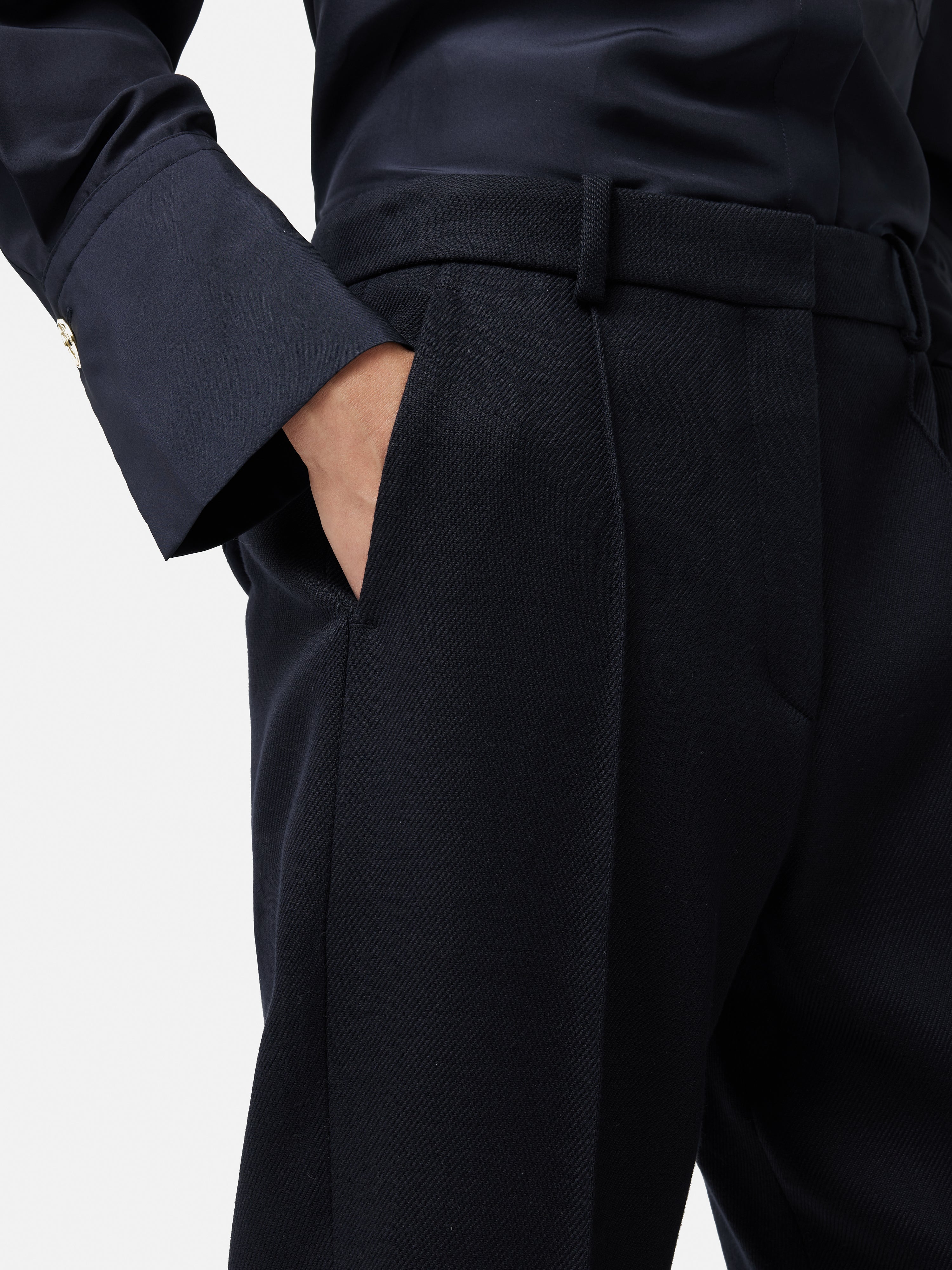Harley Turn Up Trouser for Men - Slim Fit Stretch Denim Pants in Navy Blue | Casual Wear & Work Pants for Everyday Comfort