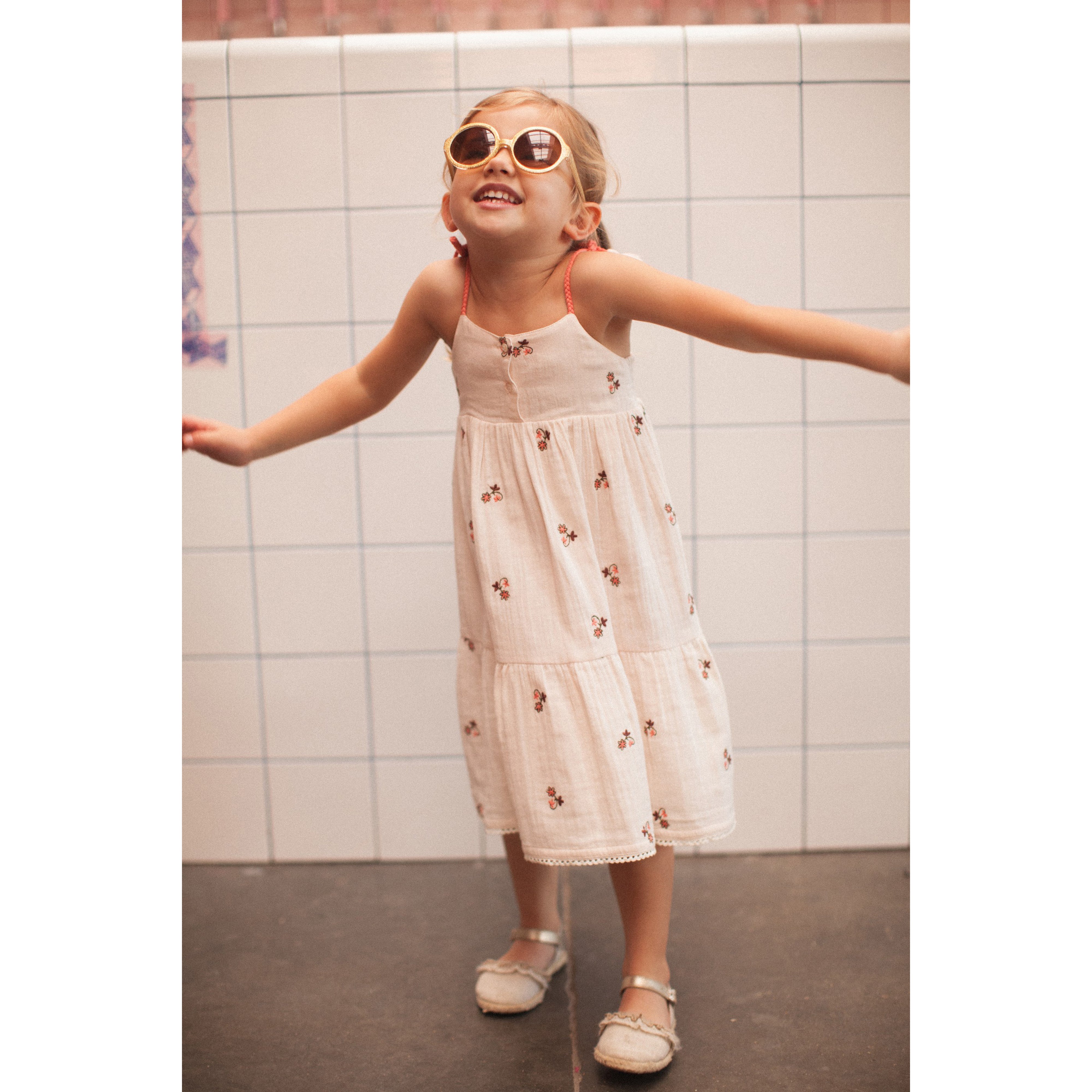 Bonheur du Jour Paris Girl Dress Pink - Elegant Floral Summer Dress for Girls | Perfect for Parties, Weddings & Special Occasions