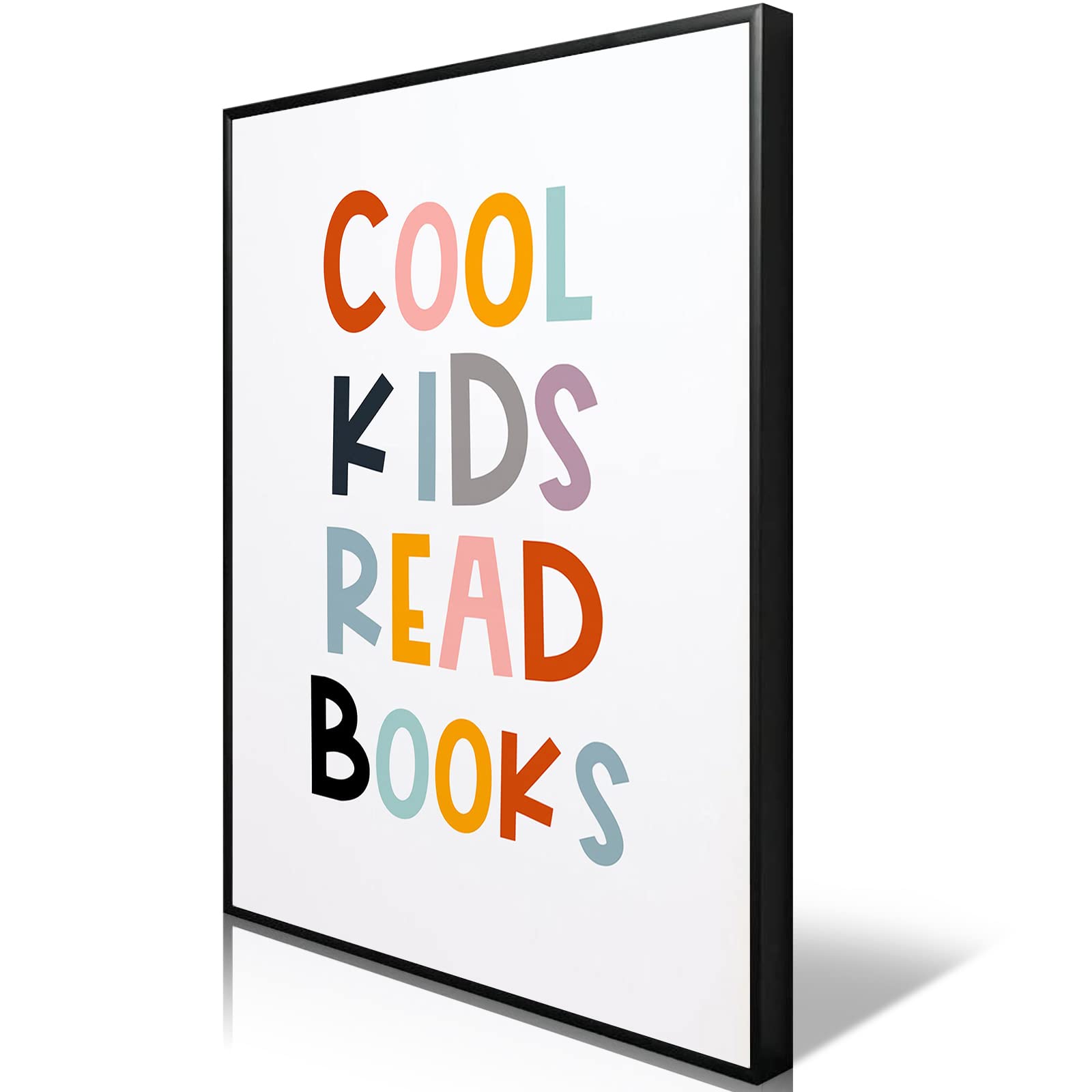 Cool Kids Read Books Framed Canvas Wall Art - Inspirational Quotes & Positive Affirmations for Playroom, Nursery & Classroom Decor (24x36 inches) | Motivational Aesthetic Posters for Toddler Reading Corner & Educational Spaces
