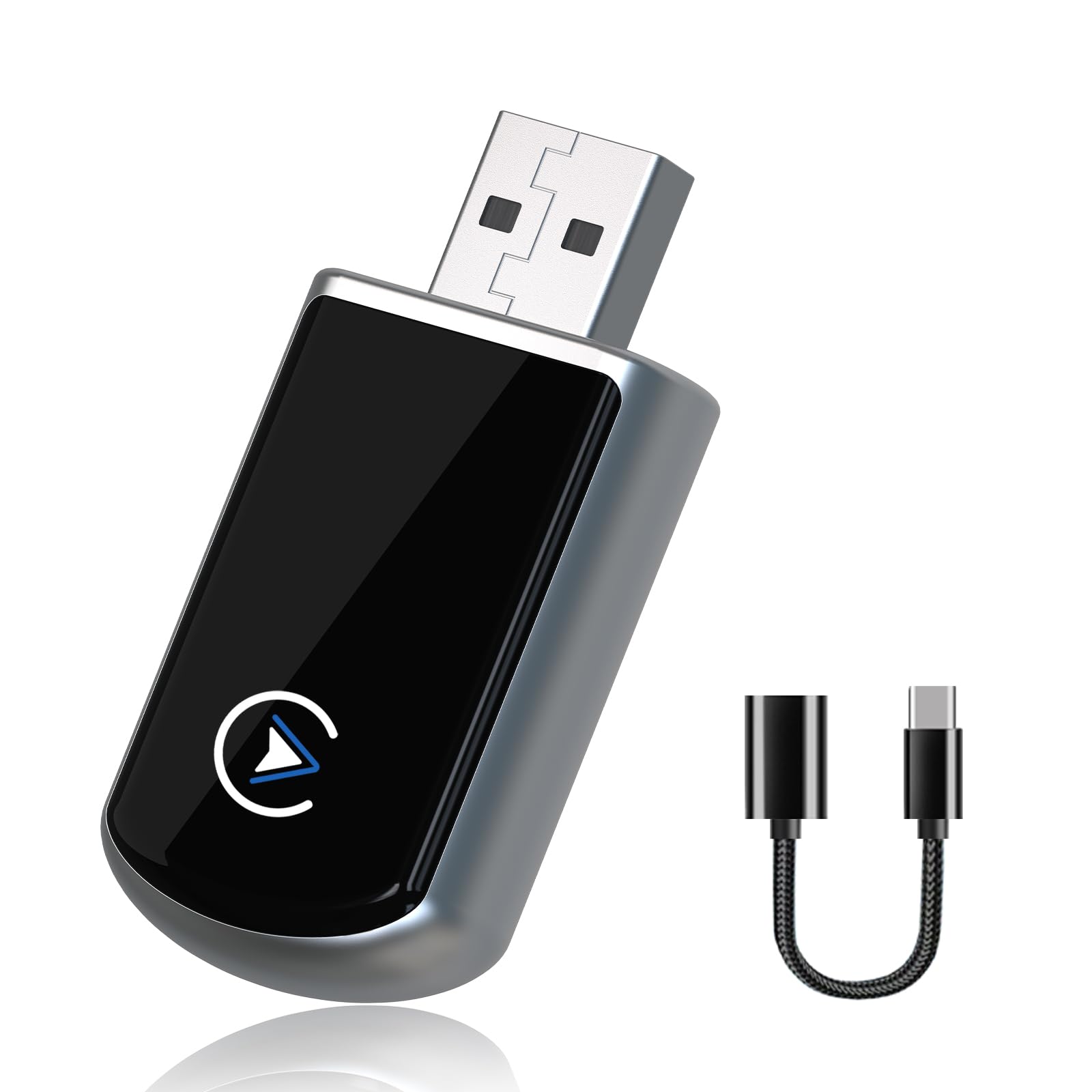Wireless CarPlay Adapter for iPhone & Android - 2-in-1 USB A to C Plug & Play CarPlay Dongle for iOS 10+ & Android 11+ (2014+ Cars) - Enjoy Hands-Free Calls, Music & Navigation While Driving