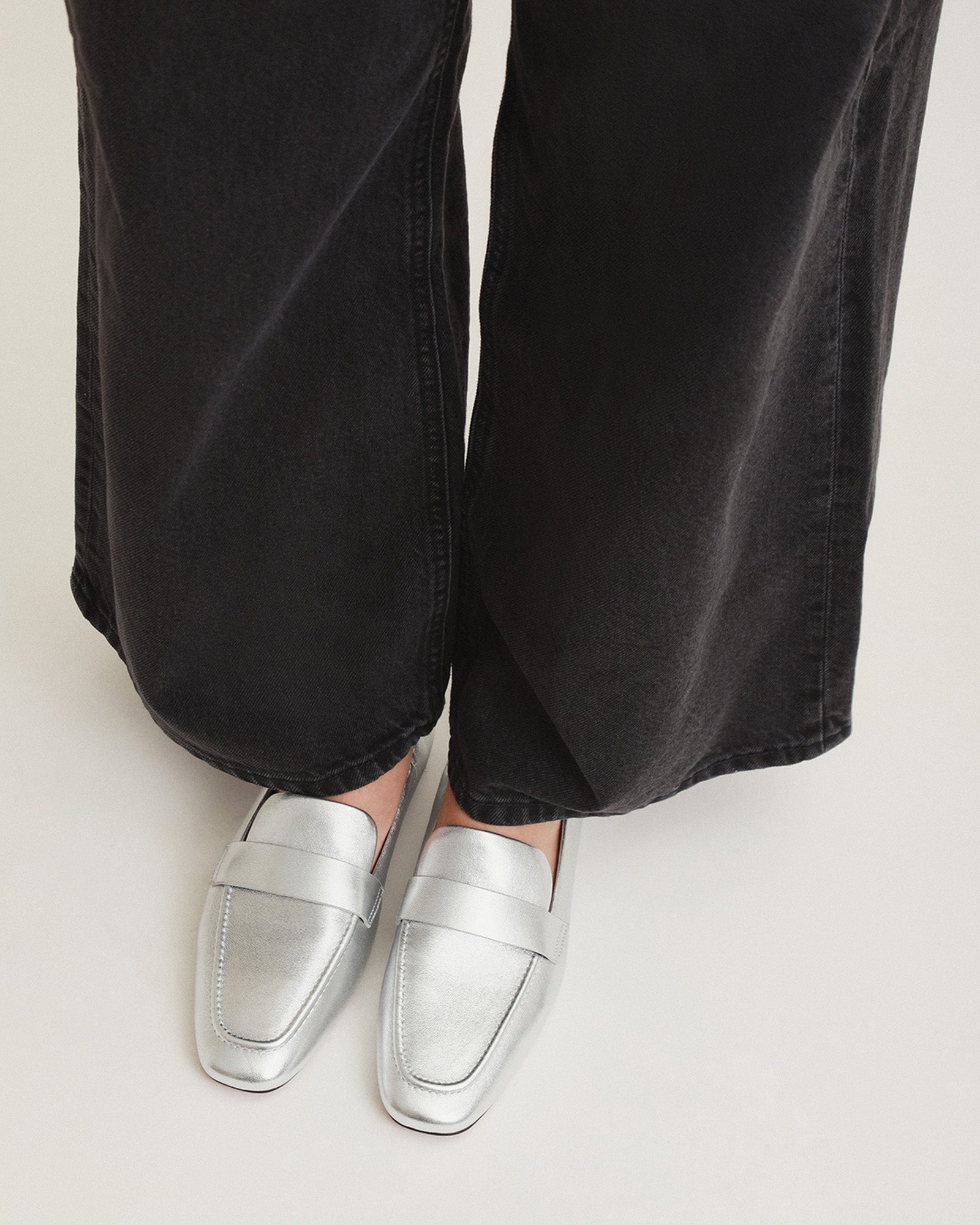 BOWEN Men's Silver Leather Loafers - Comfortable & Stylish Slip-On Shoes for Casual Wear, Office & Dress Occasions
