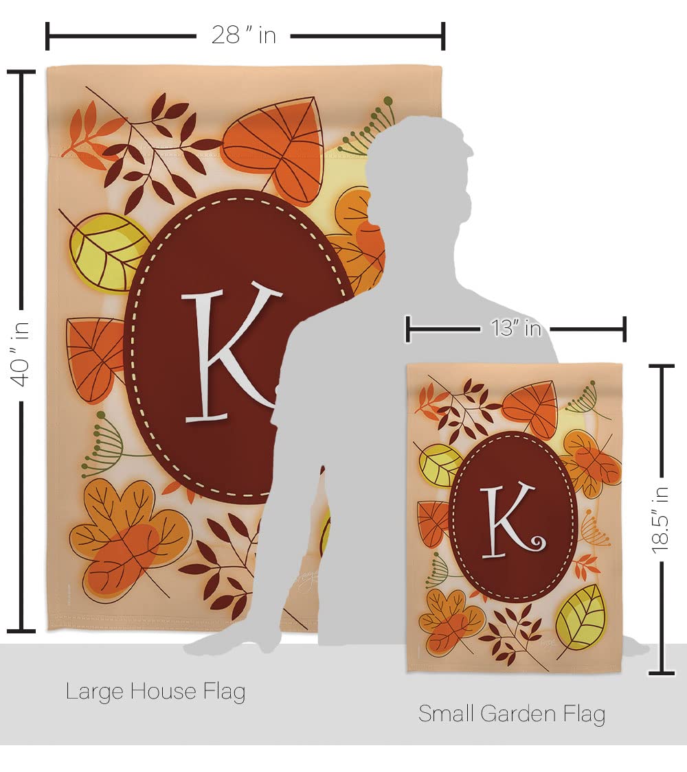 Breeze Decor K Initial Fall Harvest Vertical Kit - House & Garden Flags for Autumn Decor