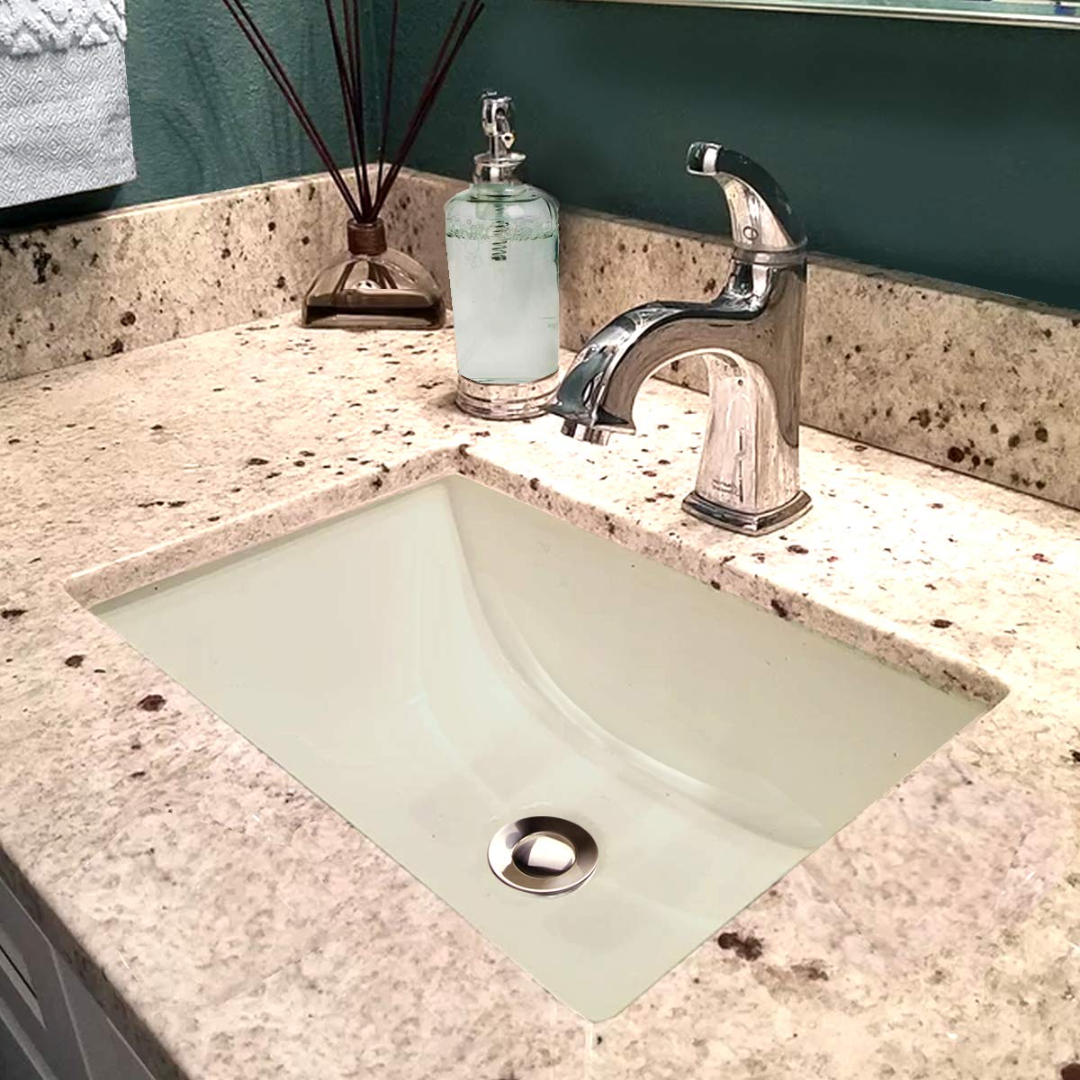 Nantucket Sinks UM-16x11-B 16x11 Inch Undermount Ceramic Bathroom Sink - Rectangle Vanity Sink in Bisque Color for Modern Bathroom Remodel & Powder Room Upgrade
