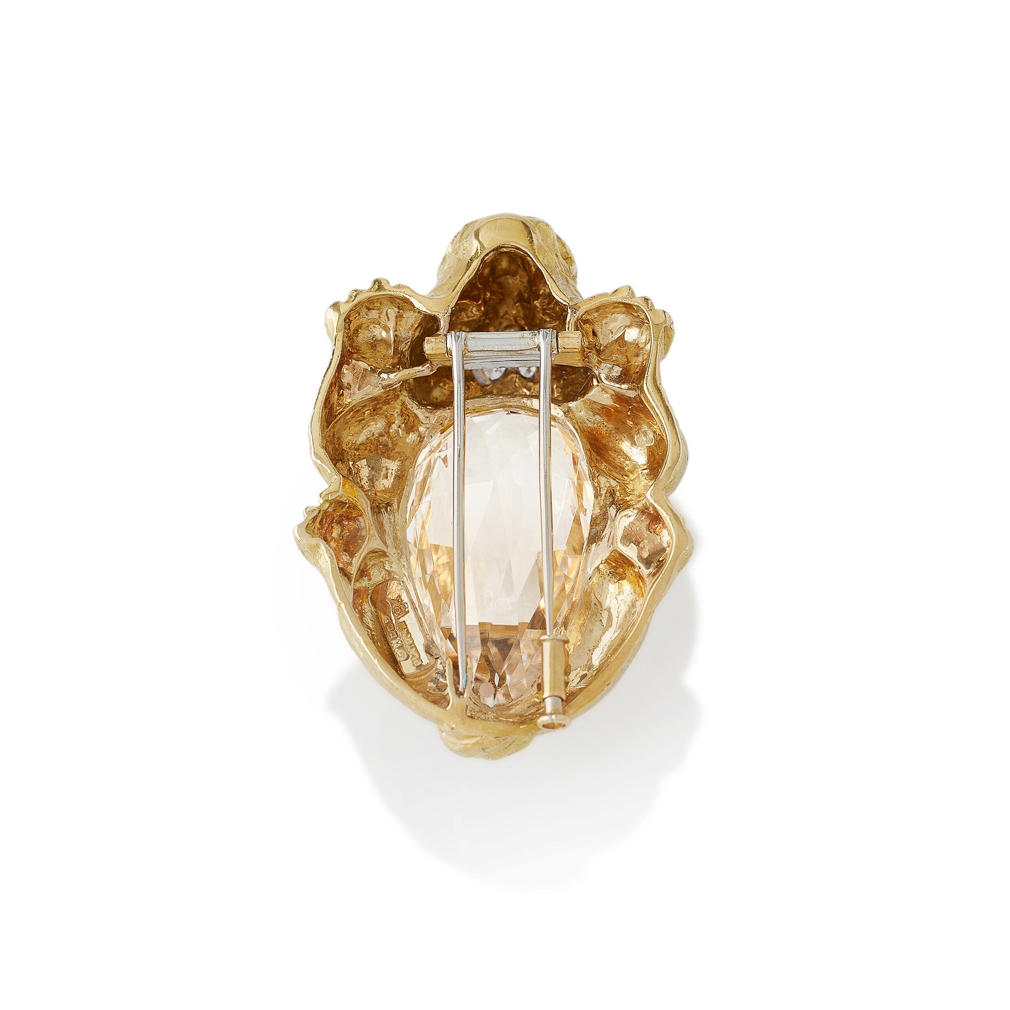David Webb Rock Crystal Crouching Lion Brooch - Vintage Luxury Animal Jewelry Pin for Women - Perfect for Evening Gala, Wedding, and Special Occasions