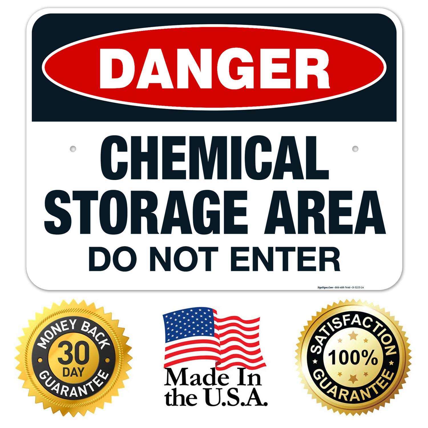 Danger Chemical Storage Area Sign - OSHA Approved, 18x24 Inches, Rust-Free .063 Aluminum, Fade Resistant for Indoor/Outdoor Use | Easy Mounting, Made in USA | Warehouse Safety & Hazard Warning Sign
