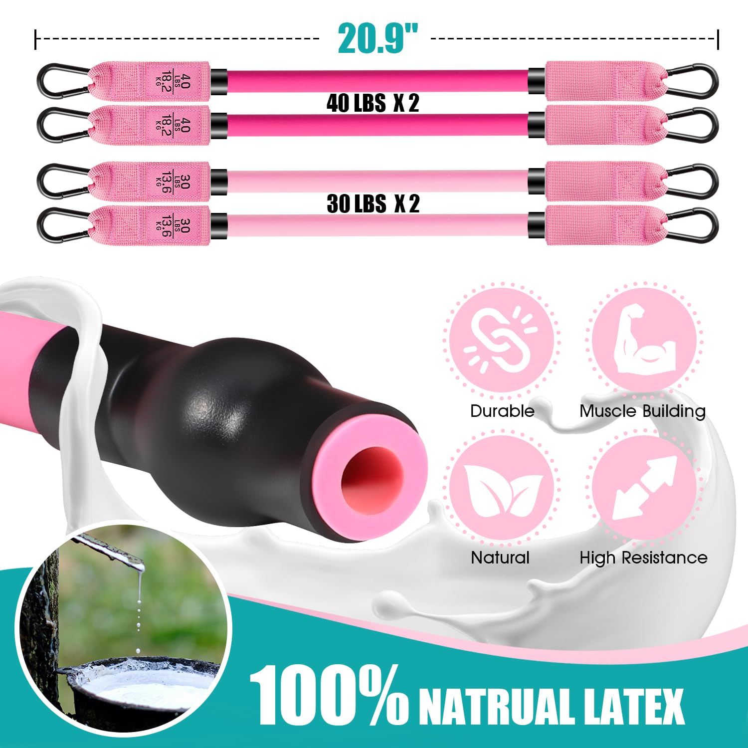Pilates Bar Kit with Resistance Bands - Full Body Workout Equipment for Legs, Hips, Waist & Arms - Adjustable 3-Section Bar for Home Gym, Squats & Strength Training - Perfect for Women & Men Fitness Enthusiasts