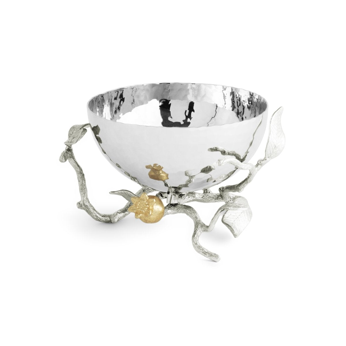 Elegant Pomegranate Silver & Gold Nut Bowl - Premium Decorative Serving Dish for Parties, Holidays & Home Decor