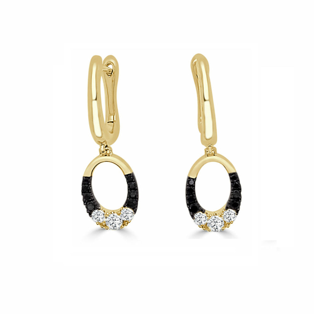 14K Black & White Diamond Dangle Earrings for Women - Elegant Drop Earrings for Wedding, Party & Evening Wear - Luxury Bridal Jewelry Gift