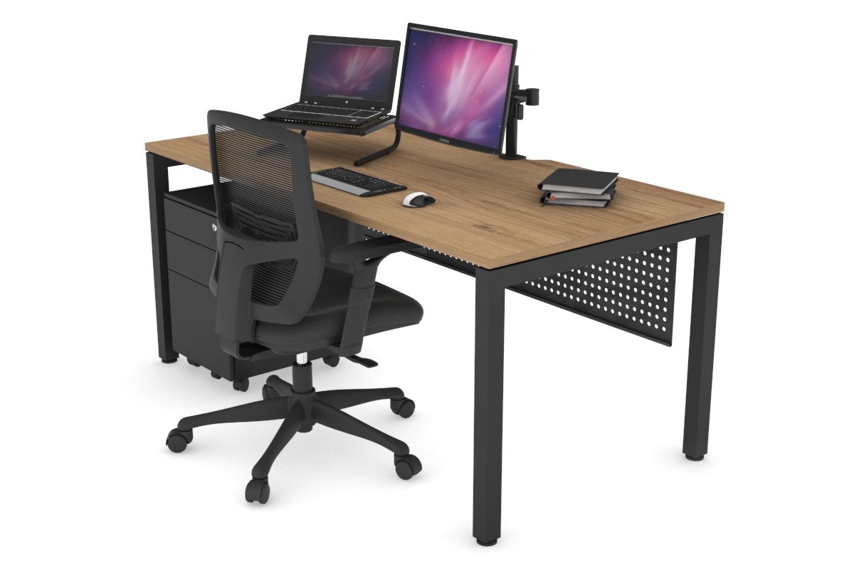 Modern Quadro Square Legs Office Desk - 1600L x 800W with Cable Management Scallop | Sturdy Workstation for Home Office, Study Room & Professional Workspace
