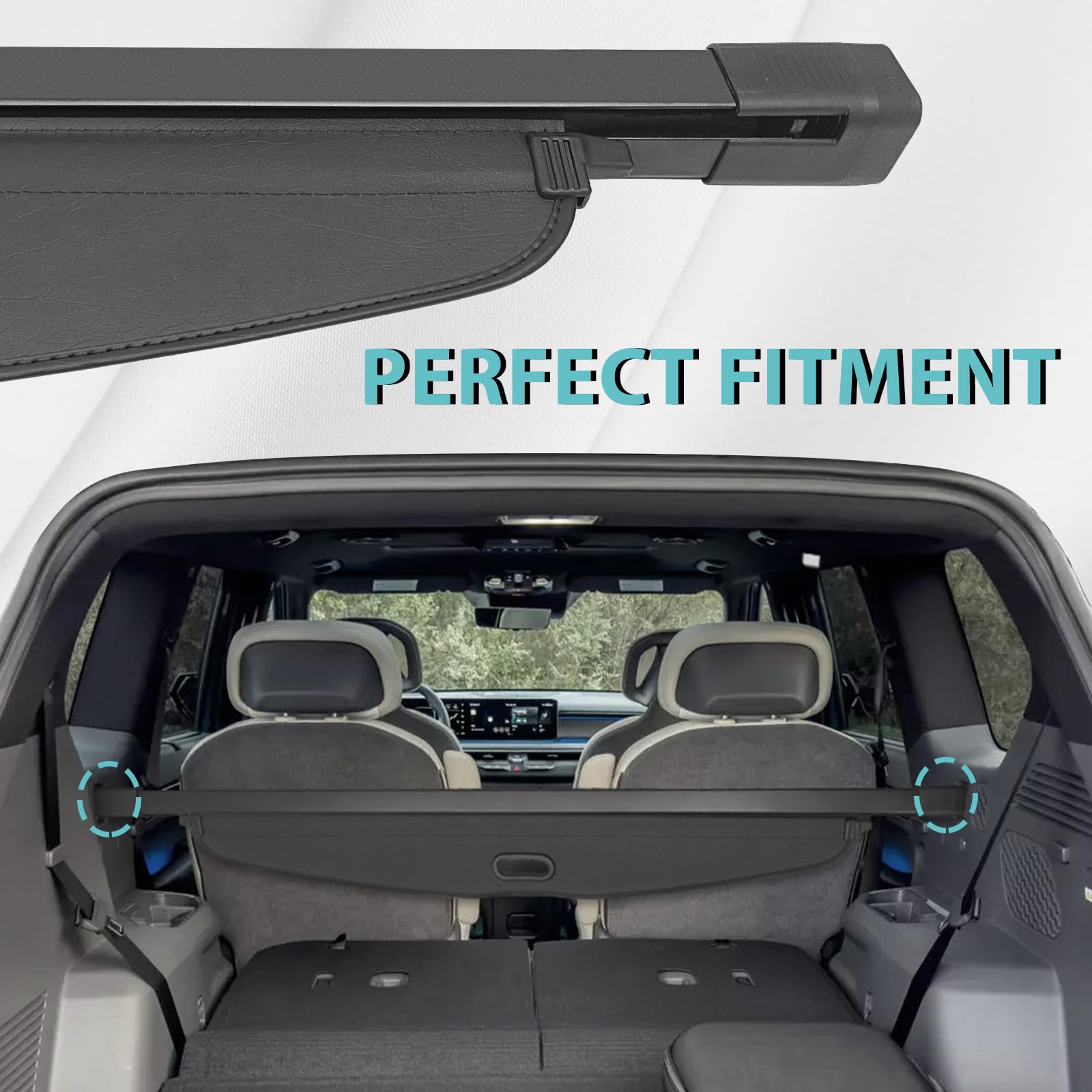 BestEvMod Retractable Trunk Cargo Cover for Kia EV9 2024 | Black Rear Trunk Privacy Shield | Interior Accessories | Perfect for Road Trips, Grocery Storage & Pet Protection