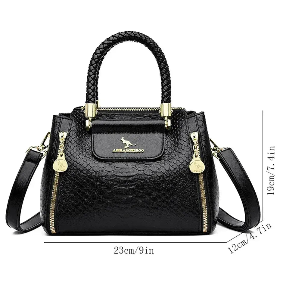 Stylish Black Leather Handbag for Women - Premium Soft Leather Tote Bag - Perfect for Work, Travel & Everyday Use