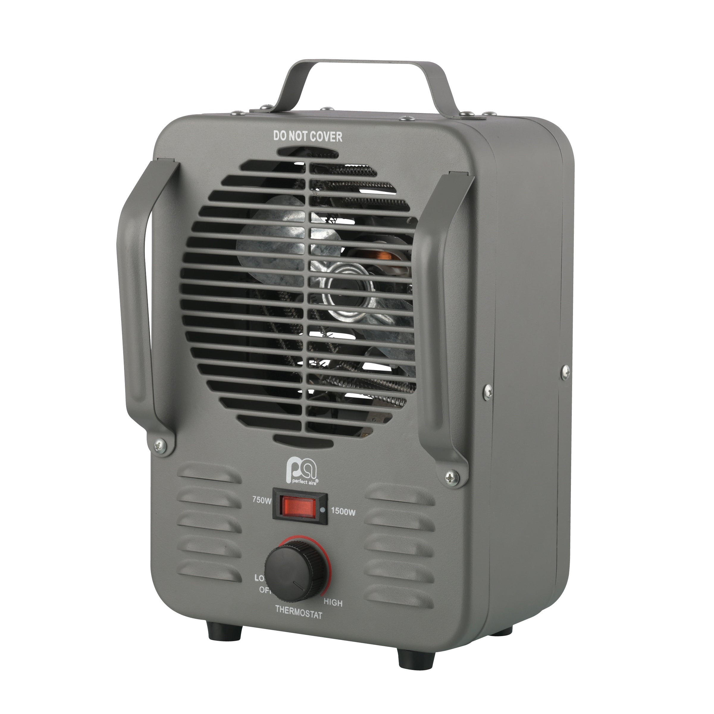 1500W/750W 12 Metal Milkhouse Utility Heater with Fan Only Mode & Anti-Freeze Function - Grey Space Heater for Garage, Workshop & Home Use