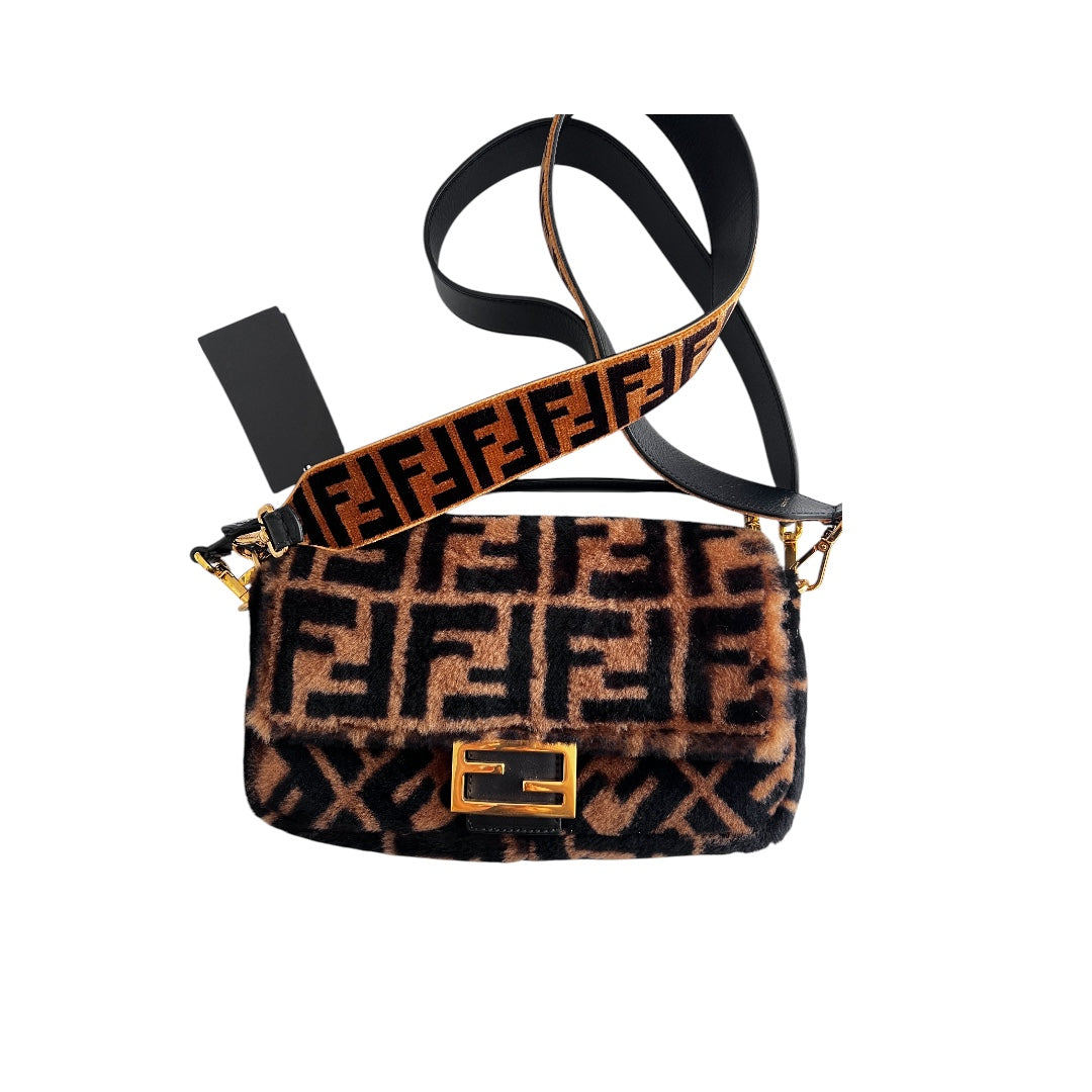 Fendi FF Shearling Baguette Bag - Luxury Designer Shoulder Bag for Women | Perfect for Parties, Dates & Everyday Use