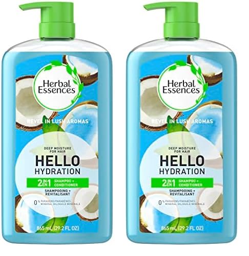 Herbal Essences Hello Hydration 2-in-1 Shampoo & Conditioner Set - 29.2 Fl Oz (Pack of 2) | Moisturizing Hair Care for Dry & Damaged Hair | Perfect for Daily Use & Salon-Quality Results at Home