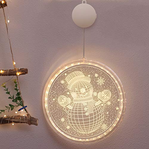 Christmas Snowman Window Lights - Warm White LED String Lights for Indoor & Outdoor Decor, Holiday Party, Bedroom, Pathway, Patio, Wall Backdrop - Perfect for Festive Home & Garden Decorations