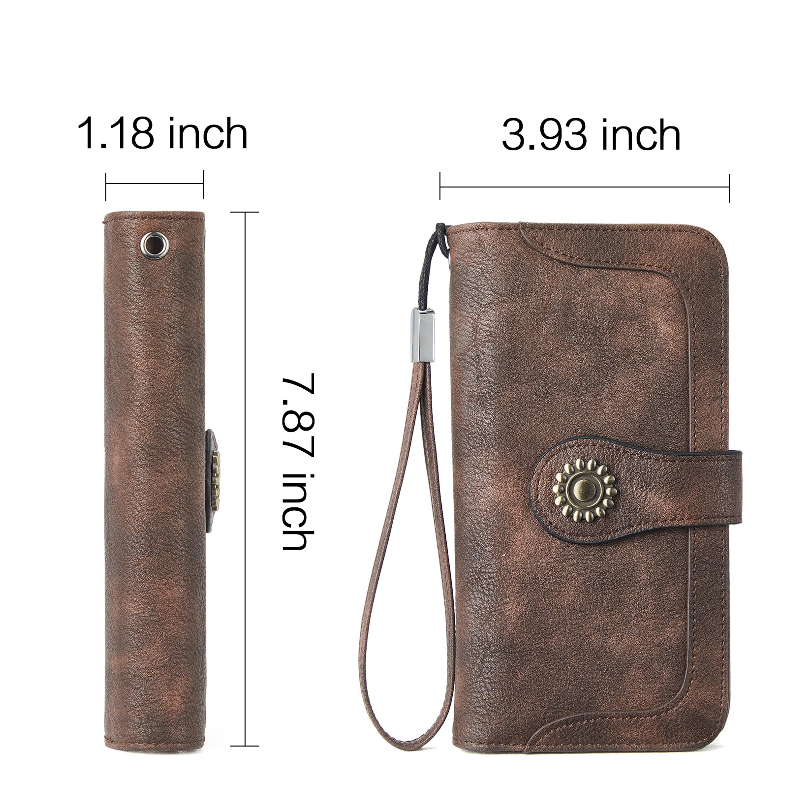 Lomy Women's Large Leather Wristlet Clutch with Sunflower Clasp - Stylish Handbag for Evening Parties, Weddings & Date Nights