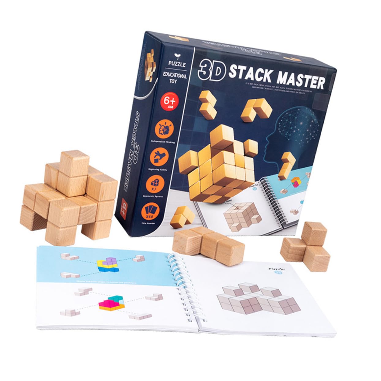 ERINGOGO 3 Sets Wooden Building Blocks for Kids - STEM Educational Stacking Toys, Early Learning Puzzle Games for Toddlers 1-3 Years Old - Perfect for Preschool Classroom, Birthday Gifts & Montessori Activities