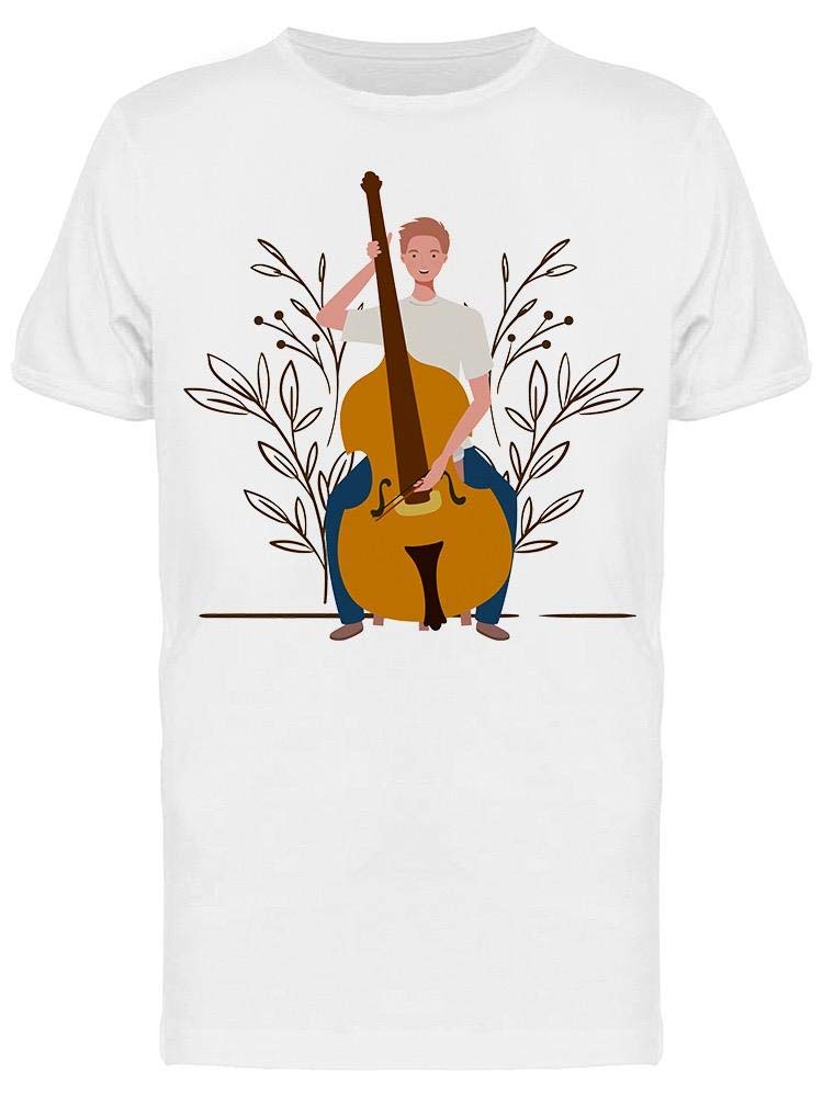 Smartprints Men's Cello Player with Branches Graphic T-Shirt - Casual Music Lovers Tee for Concerts & Everyday Wear