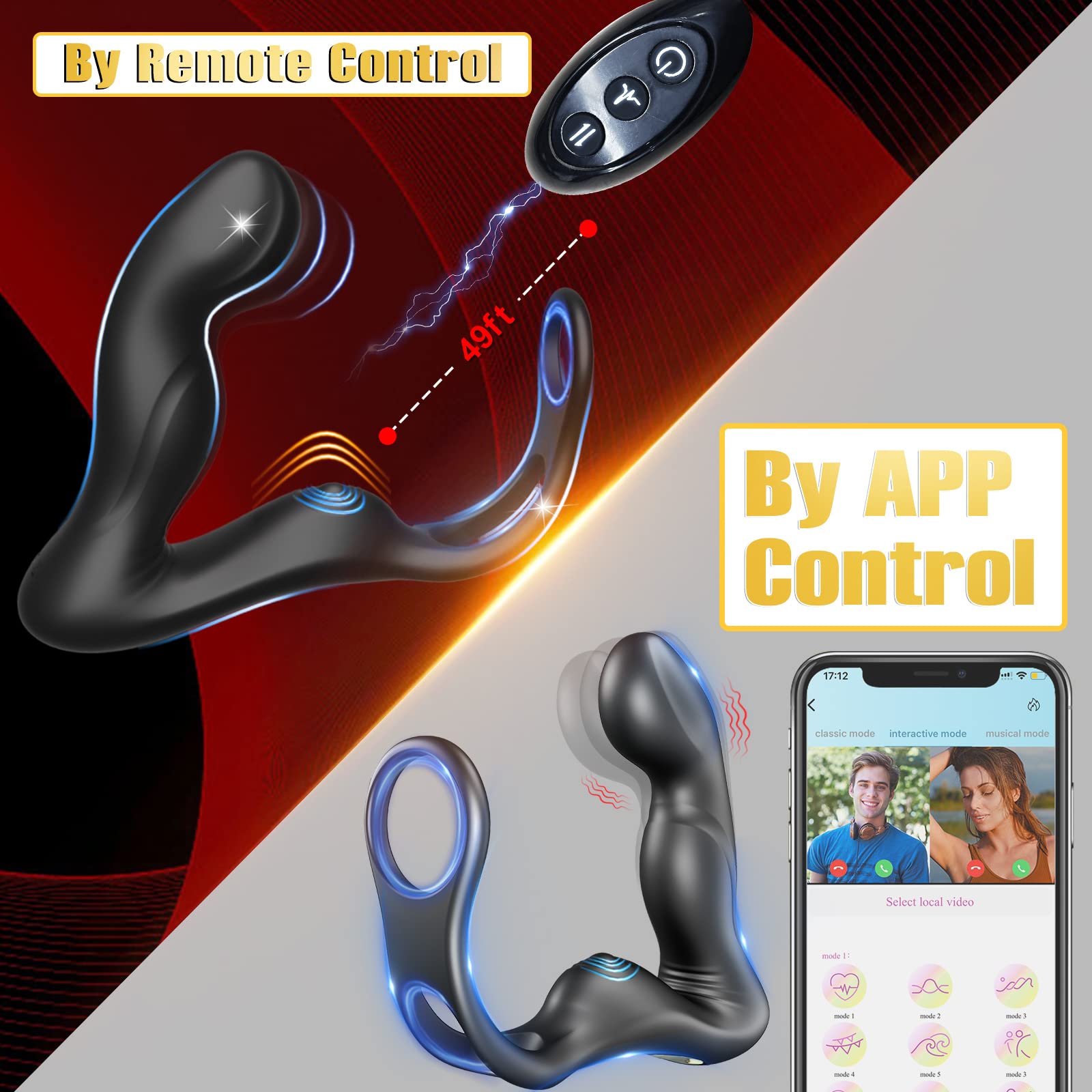**HNNPY Anal Dildo for Men - Vibrating Prostate Massager with APP Remote Control, Cock Ring & Tapping Stimulator | Adult Sex Toy for Couples & Solo Play | Enhance Pleasure & Intimacy**    *(Use for prostate stimulation, solo play, or couples' fun – discreet, powerful vibrations for ultimate pleasure.)*