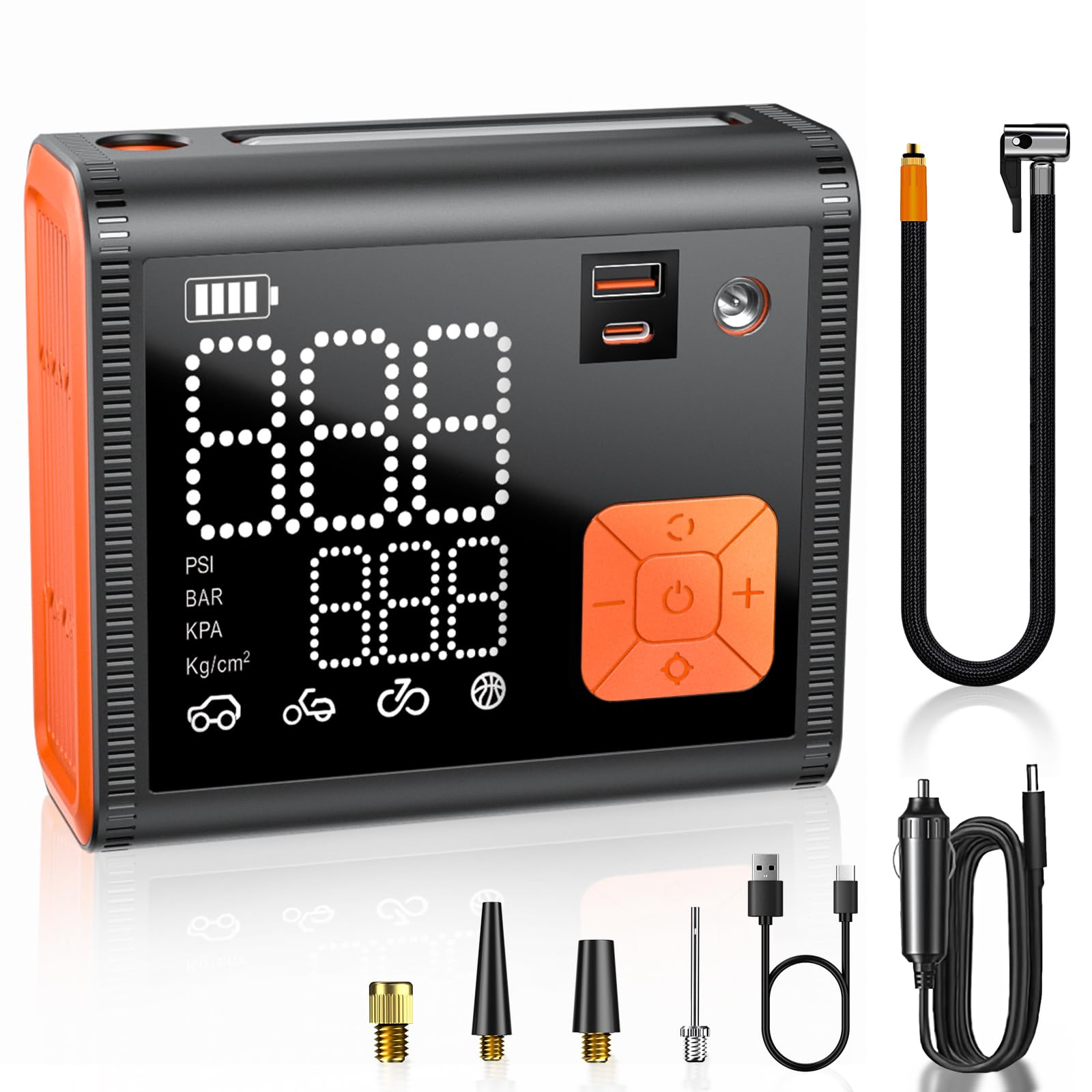 150 PSI Portable Tire Inflator Air Compressor - 3X Faster Dual Cylinder Pump with 28000mAh Battery | Dual Power Mode for Cars, Motorcycles, Bikes & Sports Equipment | Emergency Roadside & Home Inflation Solution