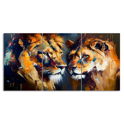 3 Piece Lion and Lioness Canvas Wall Art - 60x90cm Framed Painting | High Quality Print | 100% Australian Made | Ready to Hang | Perfect for Living Room, Bedroom & Office Decor