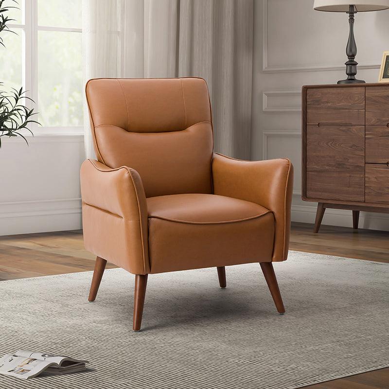 Clara Vegan Leather Armchair - Modern PU Leather Lounge Chair for Living Room, Office & Bedroom - Comfortable Mid-Century Style Accent Chair with Sturdy Metal Legs