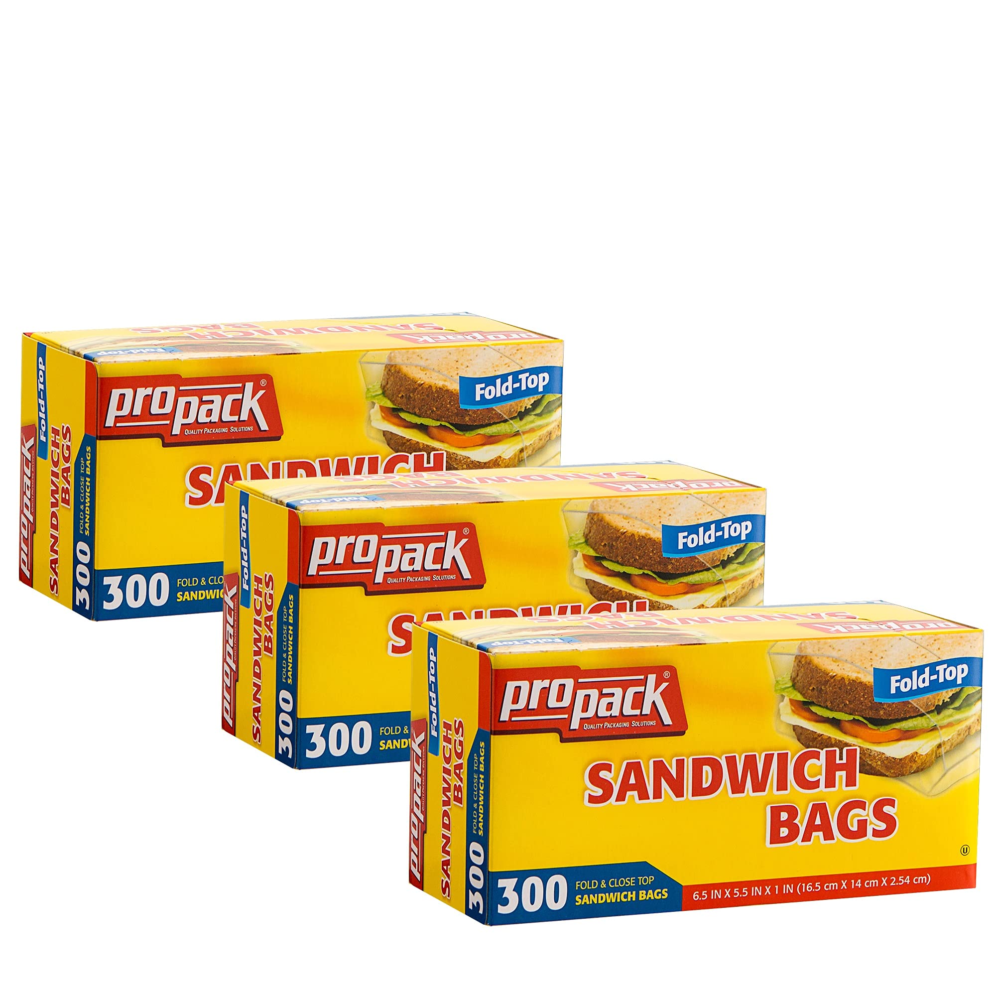 Disposable Plastic Sandwich Bags With Fold Close Top - 900 Bags (3 Packs) | Ideal for Food Storage, Meal Prep, School Lunches, Picnics & Travel | Perfect for Sandwiches, Fruits, Nuts, Snacks & More