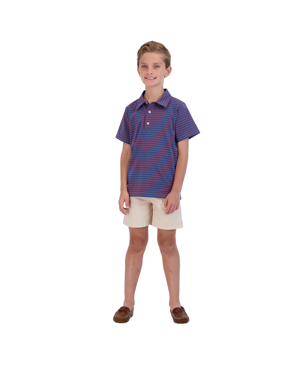 Boys' Navy Blue Short Sleeve Polo Shirt with Red Stripes - Perfect for School Uniforms, Casual Wear & Summer Outfits