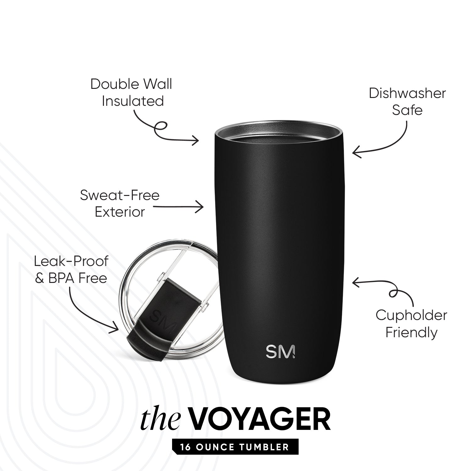 Voyager 20oz Insulated Tumbler with Clear Flip Lid & Straw - Leakproof Stainless Steel Travel Mug for Hot & Cold Drinks - Perfect for Office, Gym, Hiking & Outdoor Activities