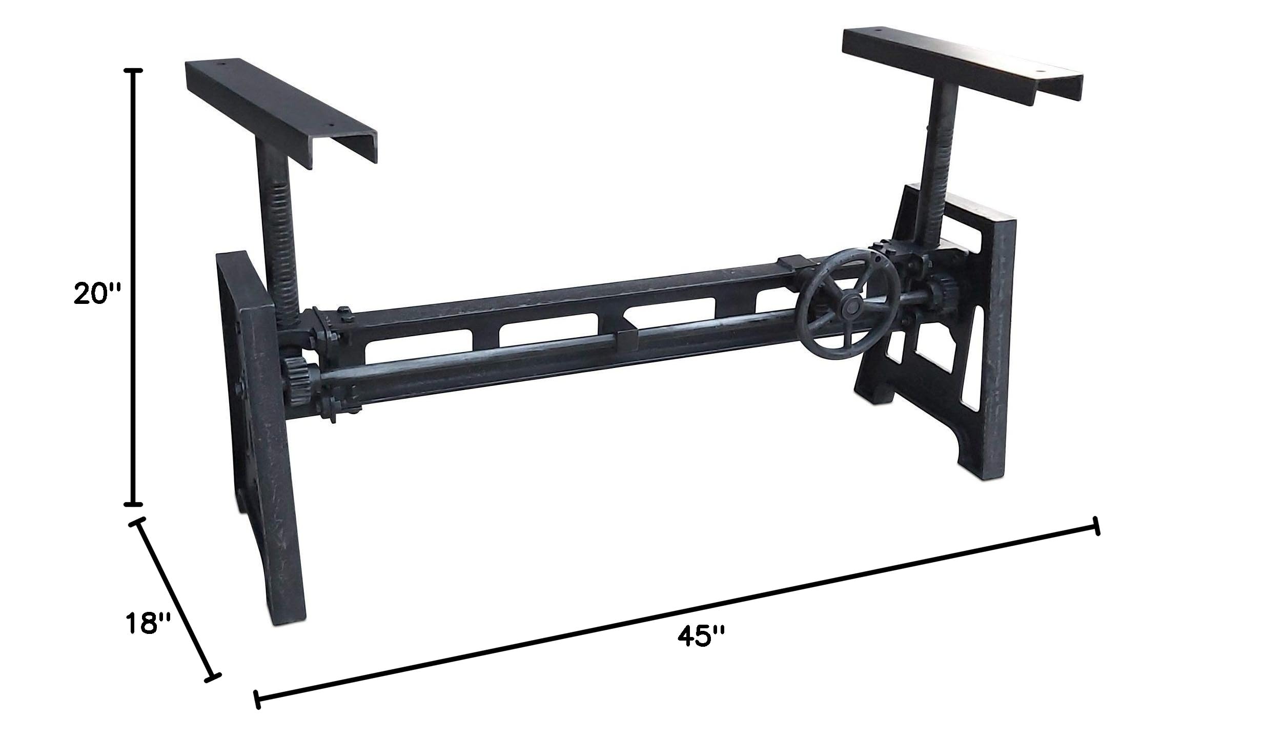 Adjustable Cast Iron Crank Table Base - Heavy Duty Coffee Desk & Workbench for DIY Projects - Perfect for Home Office, Workshop, and Crafting Spaces