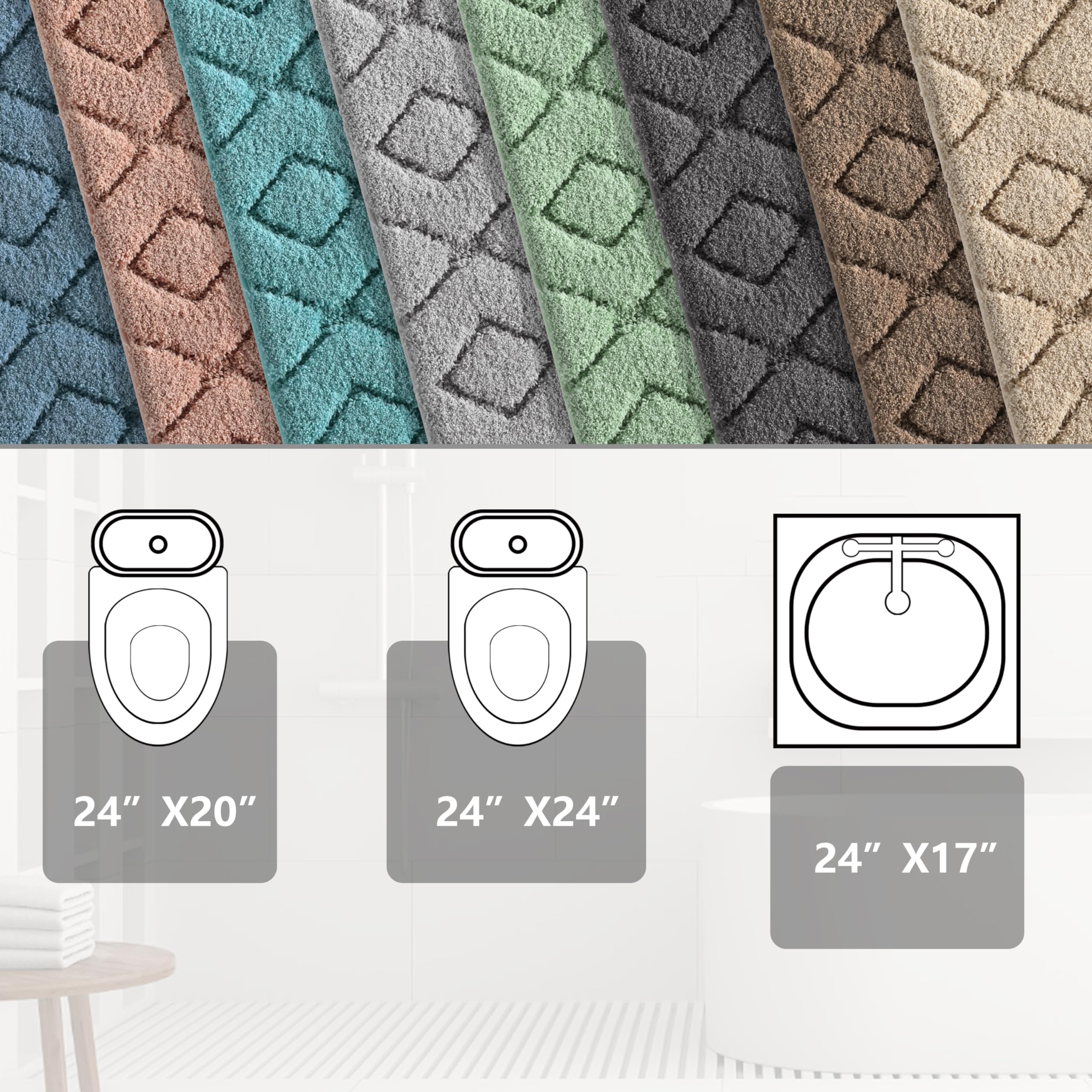 Yimobra Extra Soft Fluffy Absorbent Microfiber Bathroom Rugs - Non-Slip Plush Shaggy Shower Mat for Bathroom Floor, Bathtub & Laundry - Machine Washable 24