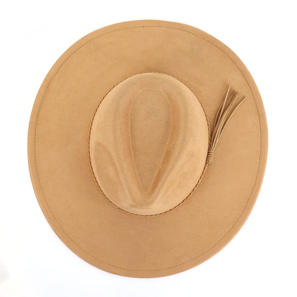 Stylish LIDHAY Wide Brim Fedora Hat for Women & Men - Western Suede Felt Panama Rancher Hat - Perfect for Outdoor Activities, Beach Vacations, and Fashion Events