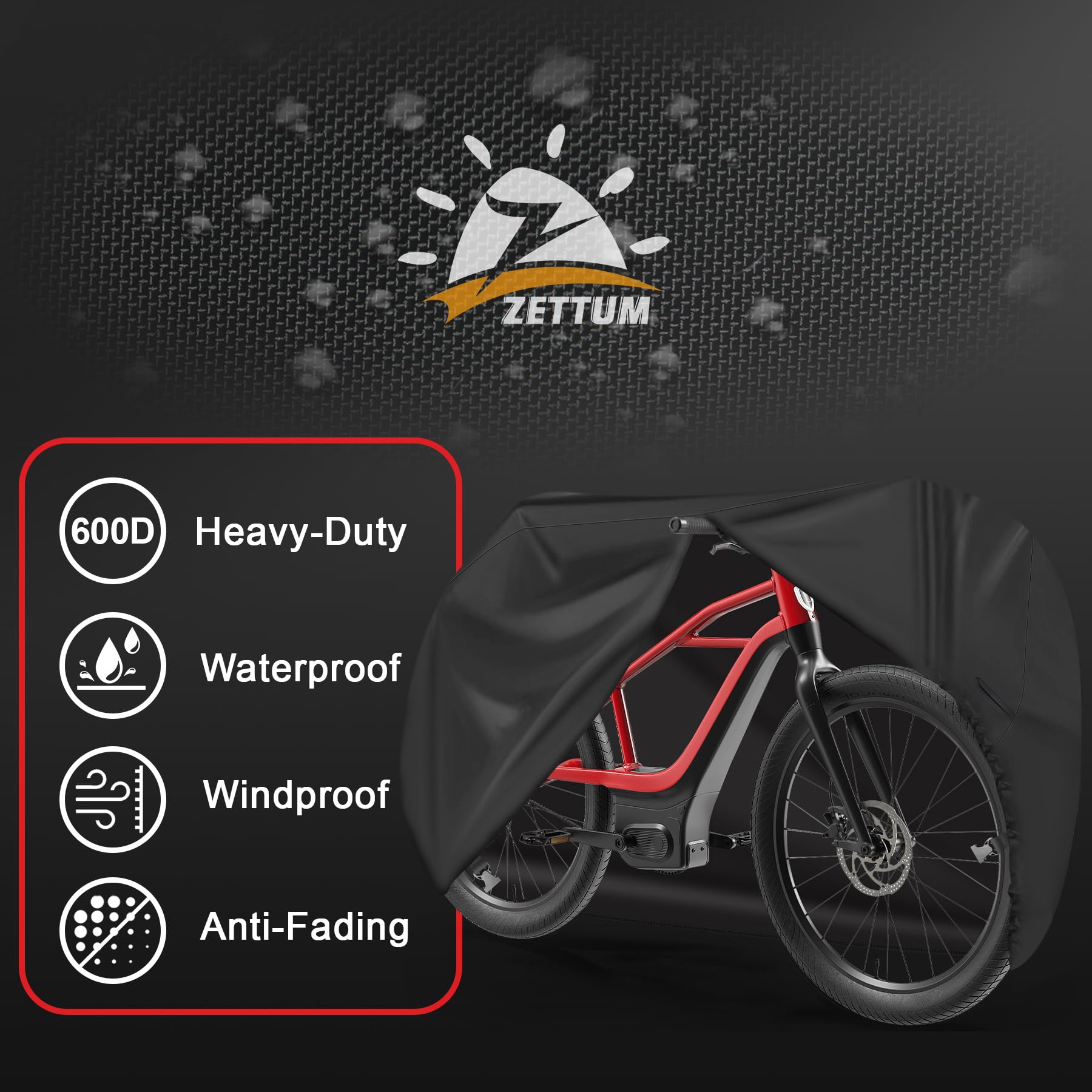 600D Heavy Duty Waterproof Bike Cover for Outdoor Storage - Fits Single eBike, Mountain Bike, Road Bike, Hybrid Bike & Scooter - Perfect for Garage, Backyard & Travel Protection