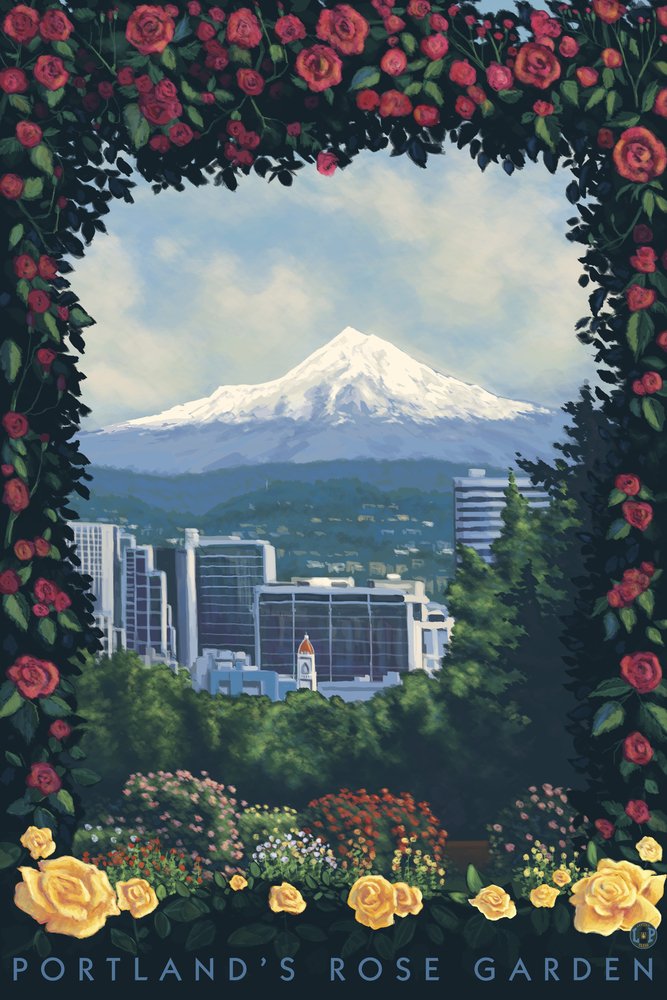 Rose Garden Portland Oregon - 24x36 Gallery Quality Metal Wall Art, Aluminum Home Decor for Living Room, Bedroom & Office
