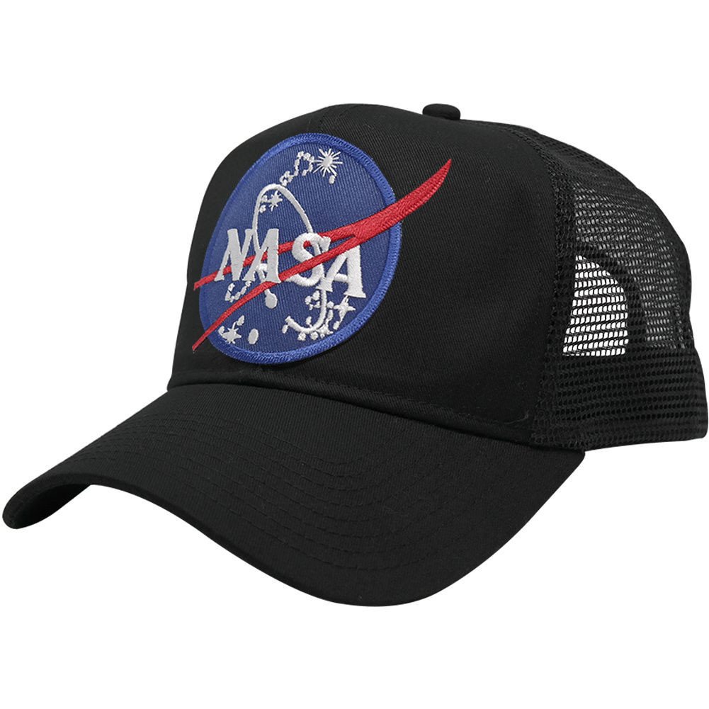 NASA Logo Embroidered Iron-On Patch Snapback Trucker Mesh Cap - Adjustable Dad Hat for Space Enthusiasts, Collectors & Cosplay Costumes