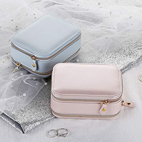 Portable Jewelry Organizer Box - Travel Jewelry Storage Case with Multiple Compartments for Earrings, Necklaces & Rings - Perfect for Vacation, Business Trips & Daily Use (Pink)