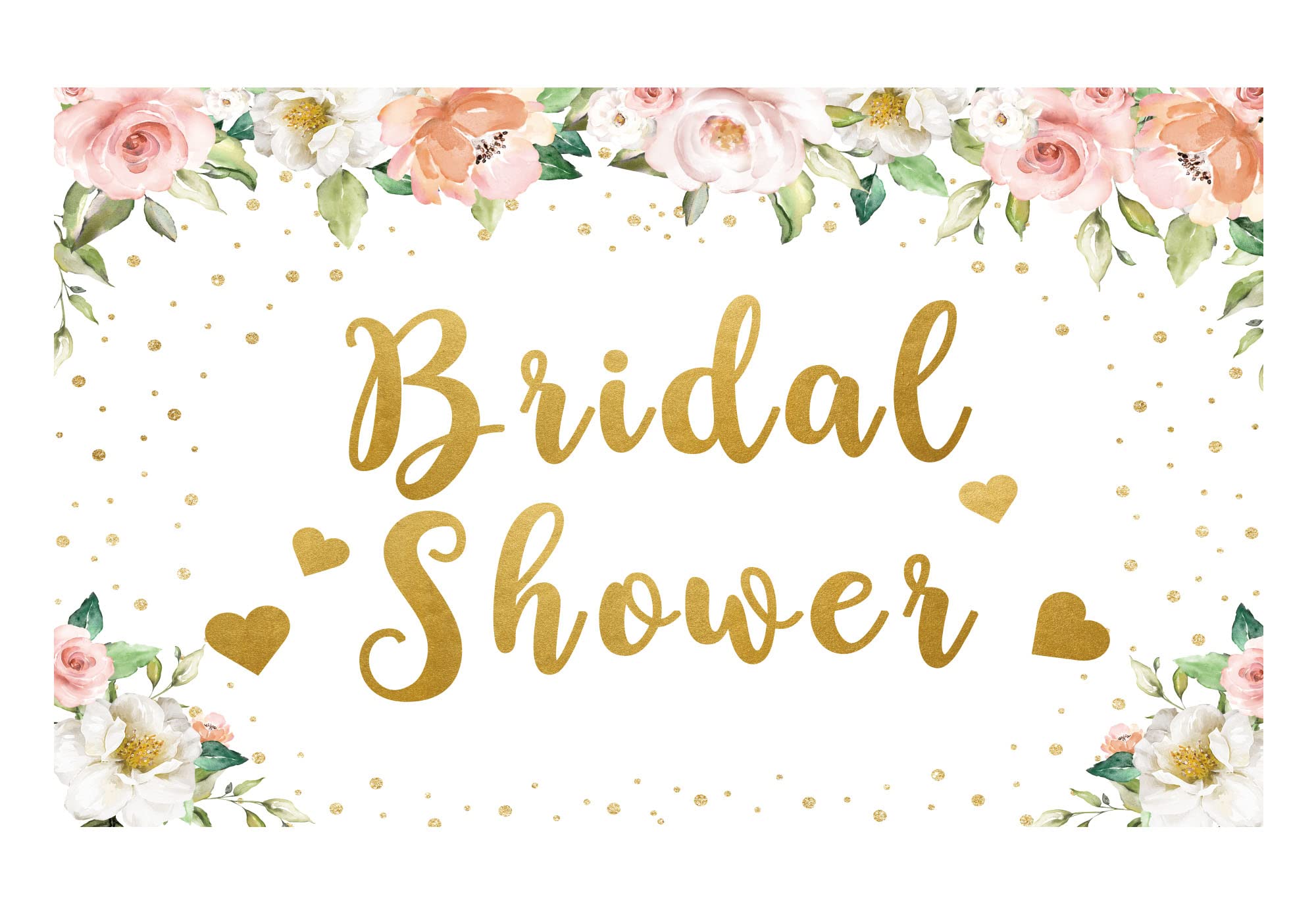Funnytree Floral Hearts Backdrop - Wedding, Bridal Shower & Bachelorette Party Decor | Photo Booth Background Banner for Engagement & Bride-to-Be Celebrations | Perfect for Instagram-Worthy Party Photos and Gift Favors
