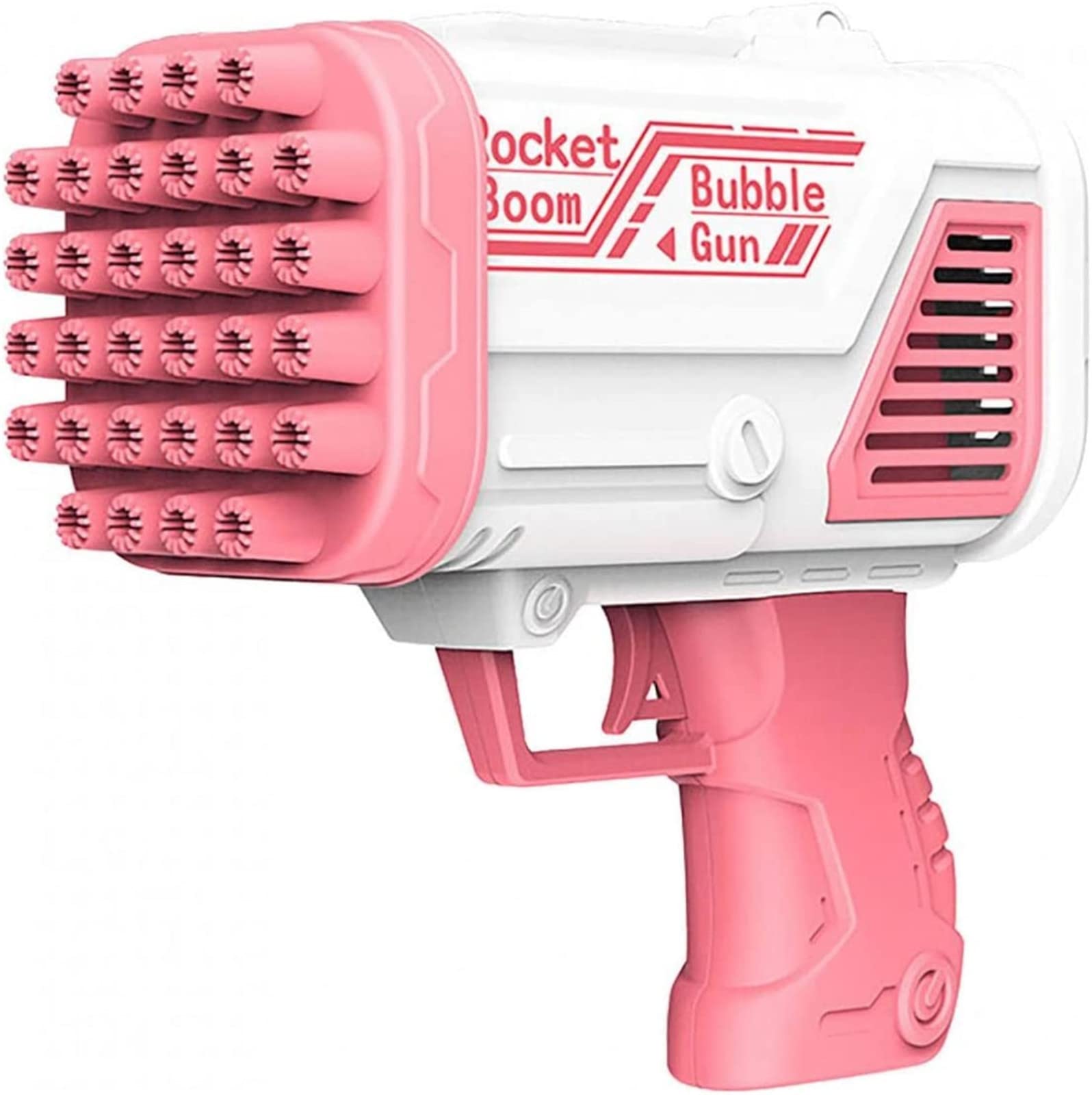 Electric Bubble Blaster Gun for Kids & Adults - 32/64 Hole Automatic Bubble Machine with Color LED Lights, Perfect for Birthday Parties, Outdoor Play, and Summer Fun (Pink, 32 Holes)