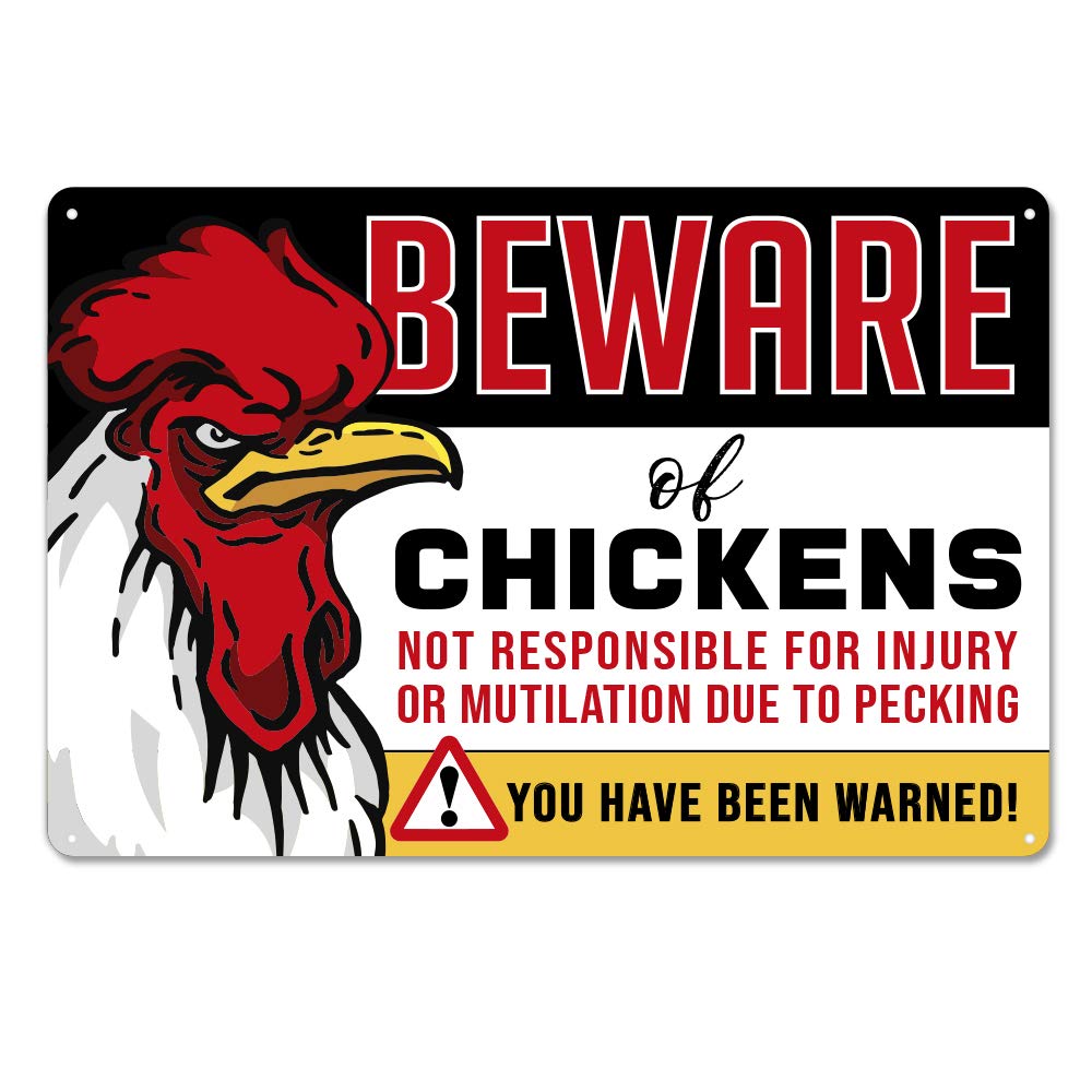 IT'S A SKIN Chicken Coop Accessories - Beware of Chickens Sign, Funny Rooster & Chicken Decor for Kitchen, Farmhouse, Garage, Fence, Yard, Craft Room | Free Bonus Decals | Perfect for Farmhouse Style, Backyard Poultry Keepers & Country Home Decor